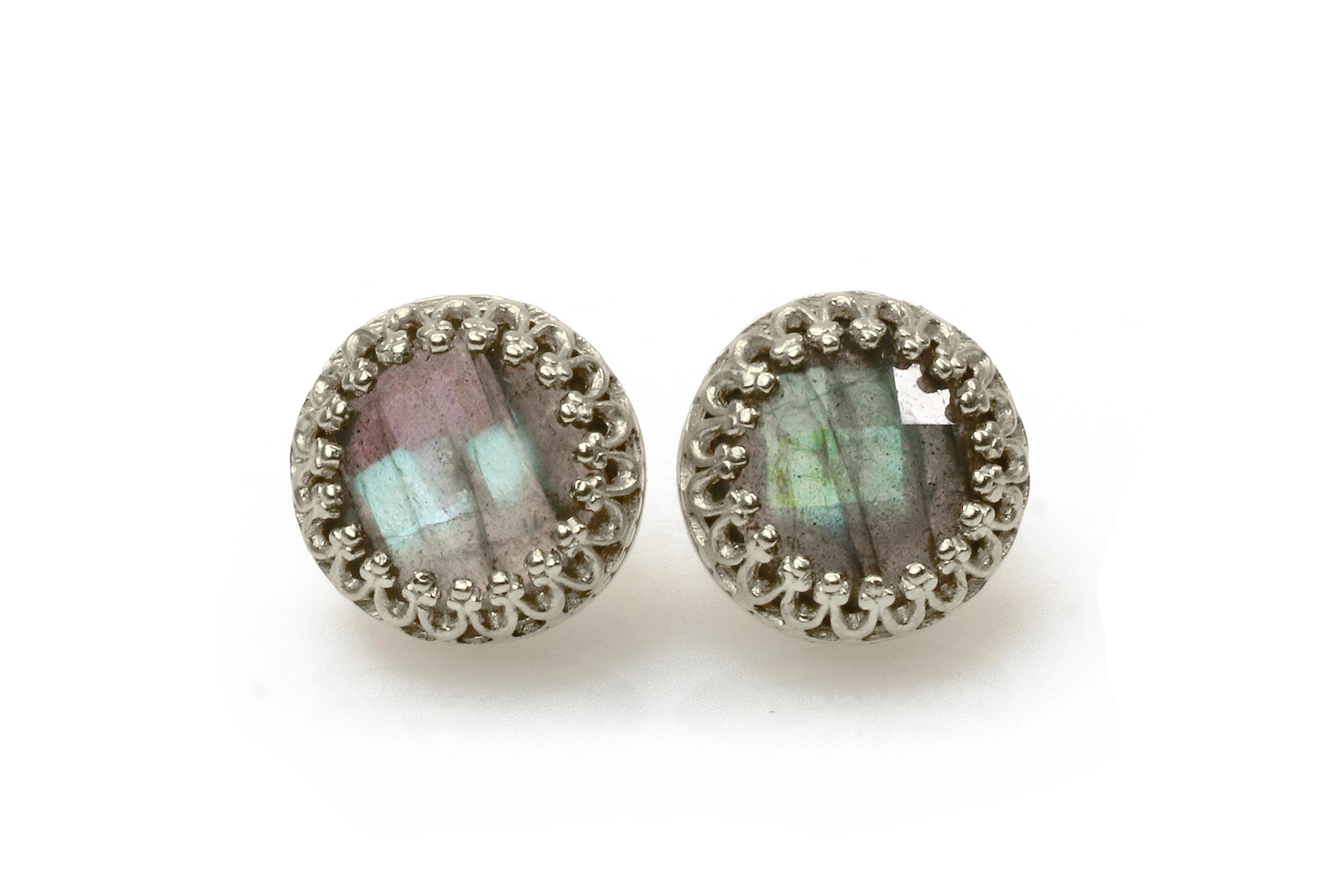 Round Labradorite 925 Sterling Stud Earrings Earrings Anemone Jewelry