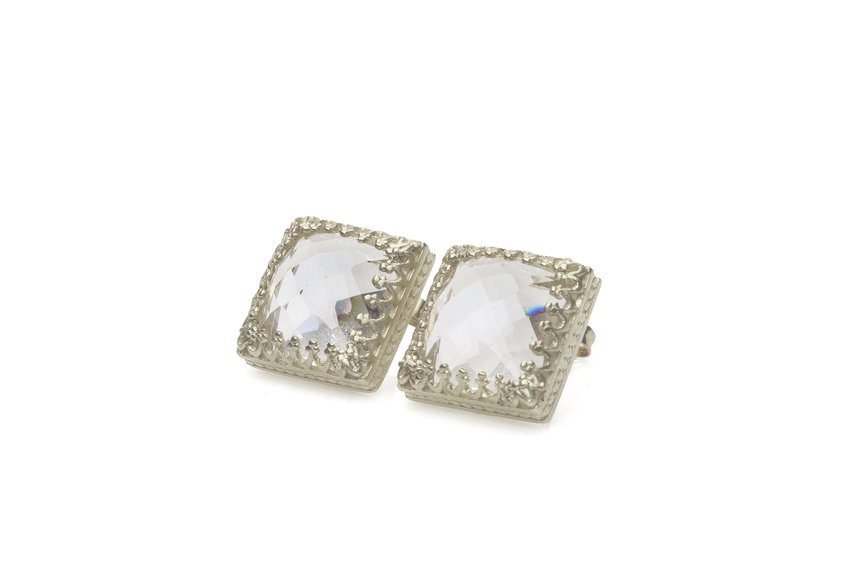 Gleaming Square Quartz Crystal Rose Gold Earrings Earrings Anemone Jewelry