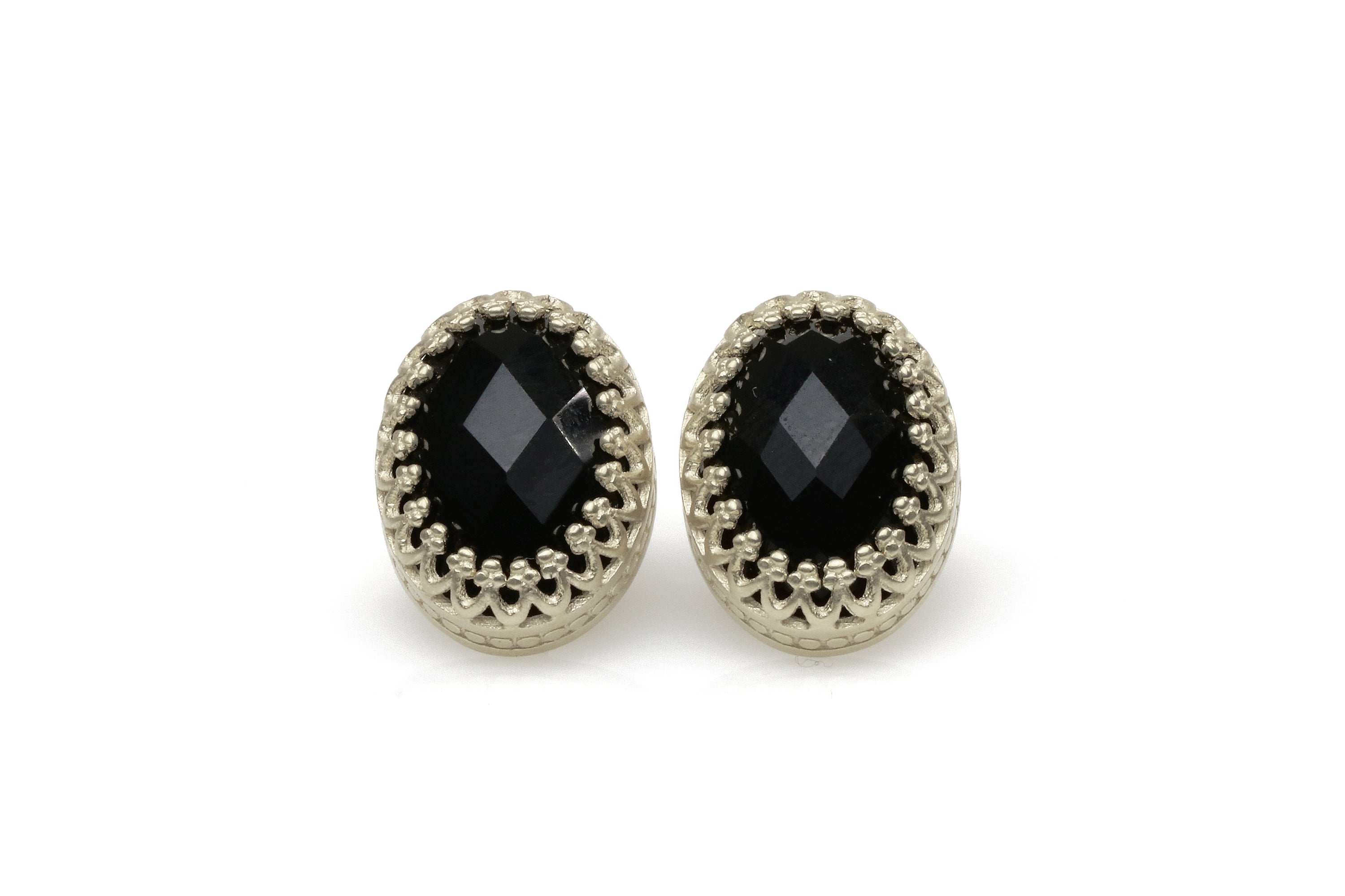 Intricate Black Onyx Stud Earrings Earrings Anemone Jewelry