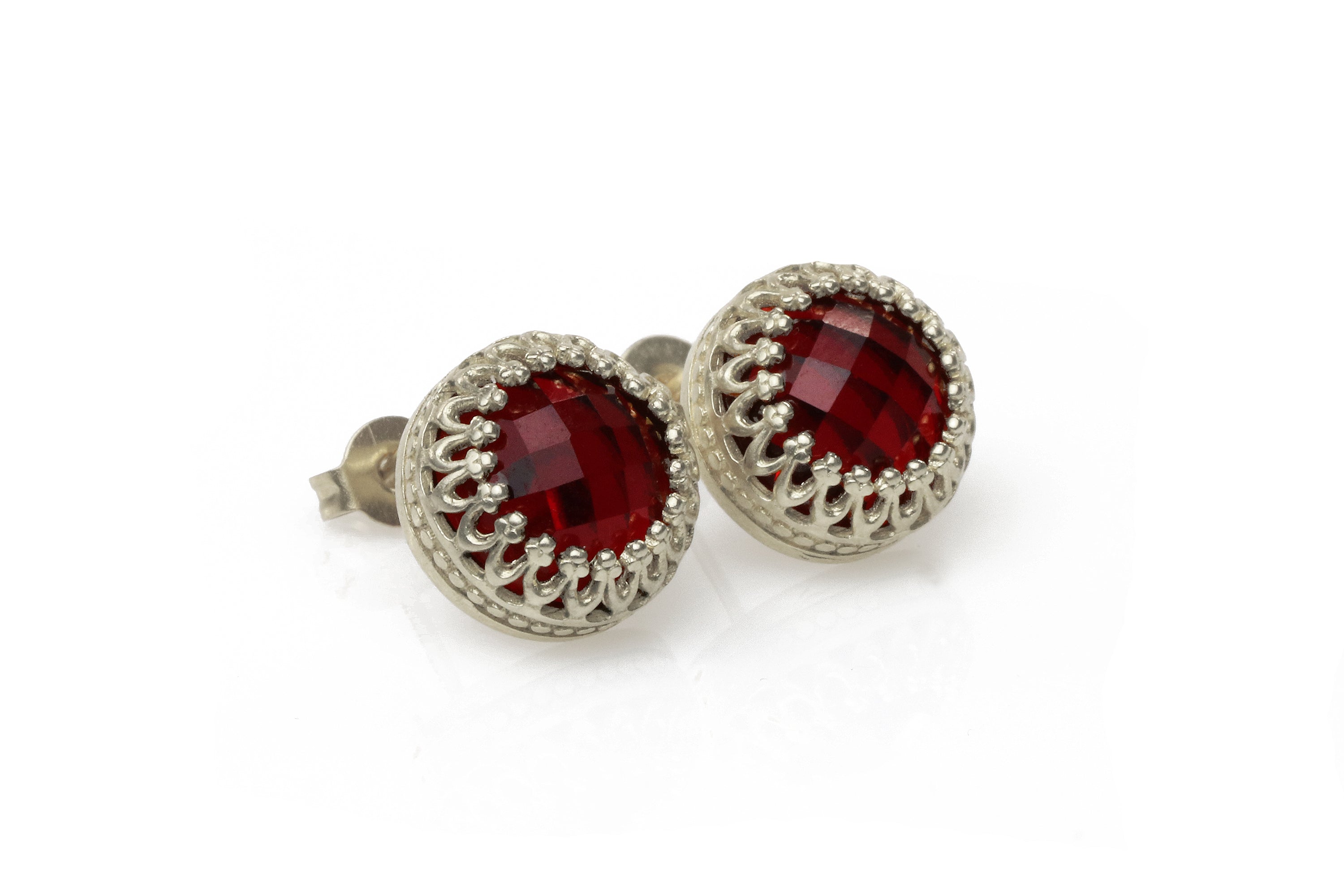 Garnet Earrings in 14k Rose Gold Earrings Anemone Jewelry