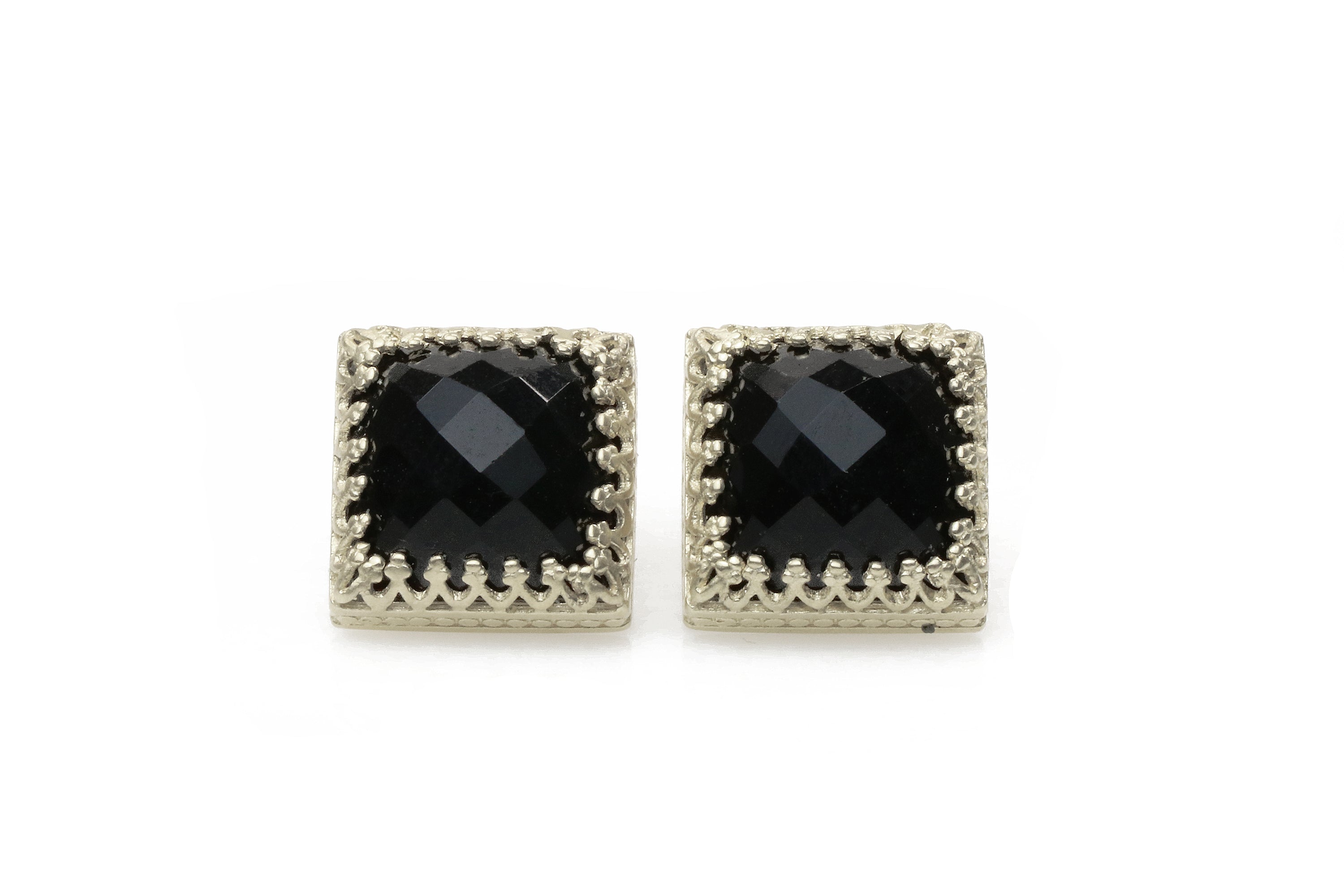 Square Black Onyx Gold Filled Earrings Earrings Anemone Jewelry