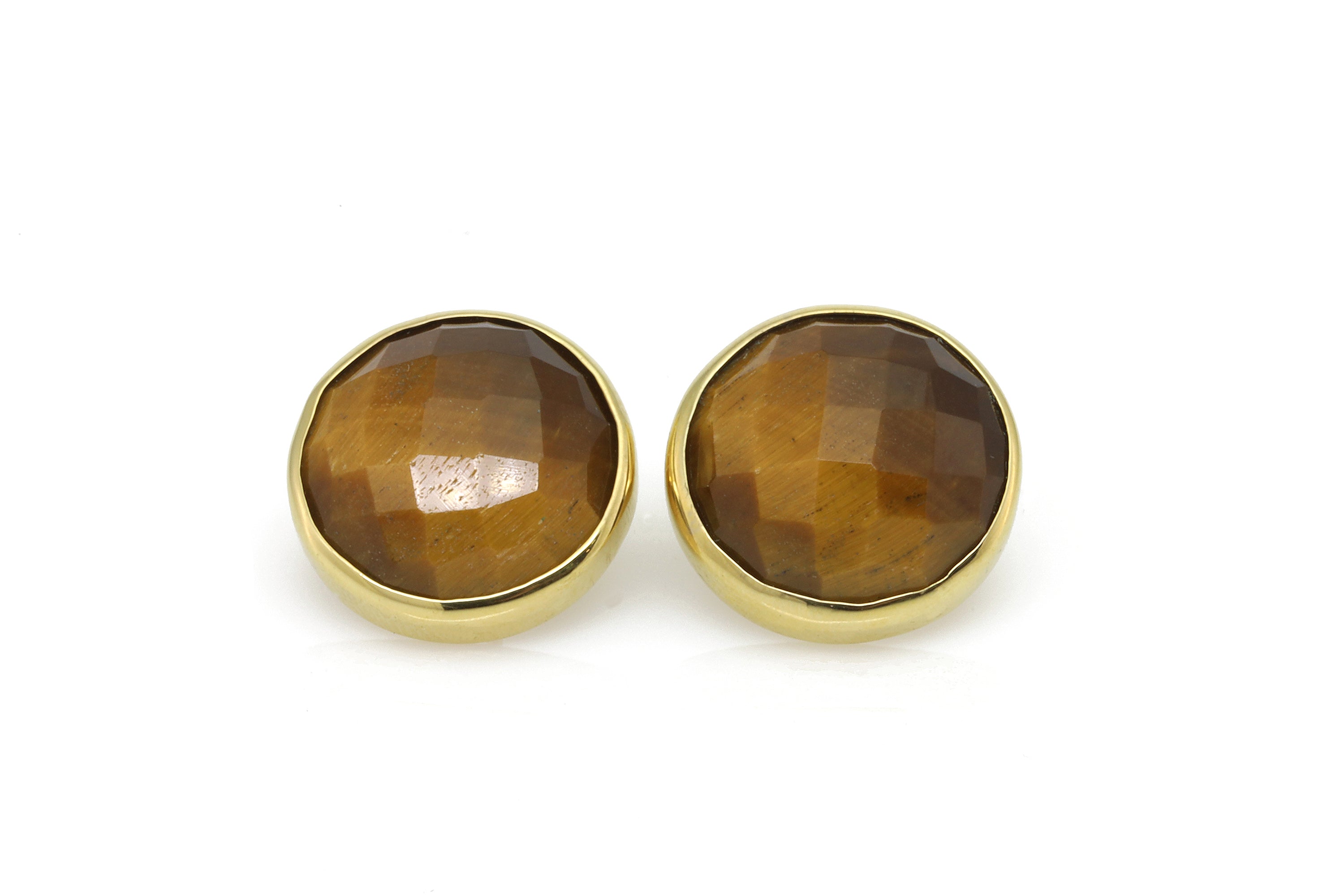 Big Chunky Gold Tiger Eye Statement Stud Earrings Earrings Anemone Limited