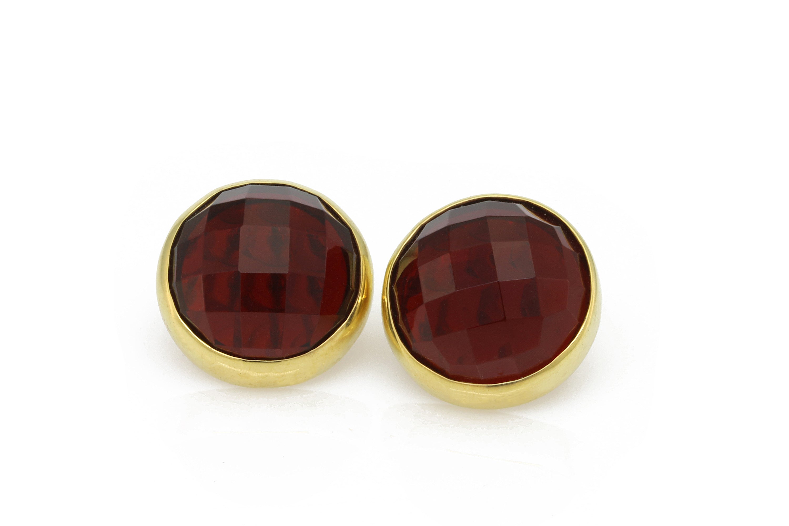 14k Gold Filled Red Garnet Statement Bezel Earrings Earrings Anemone Limited