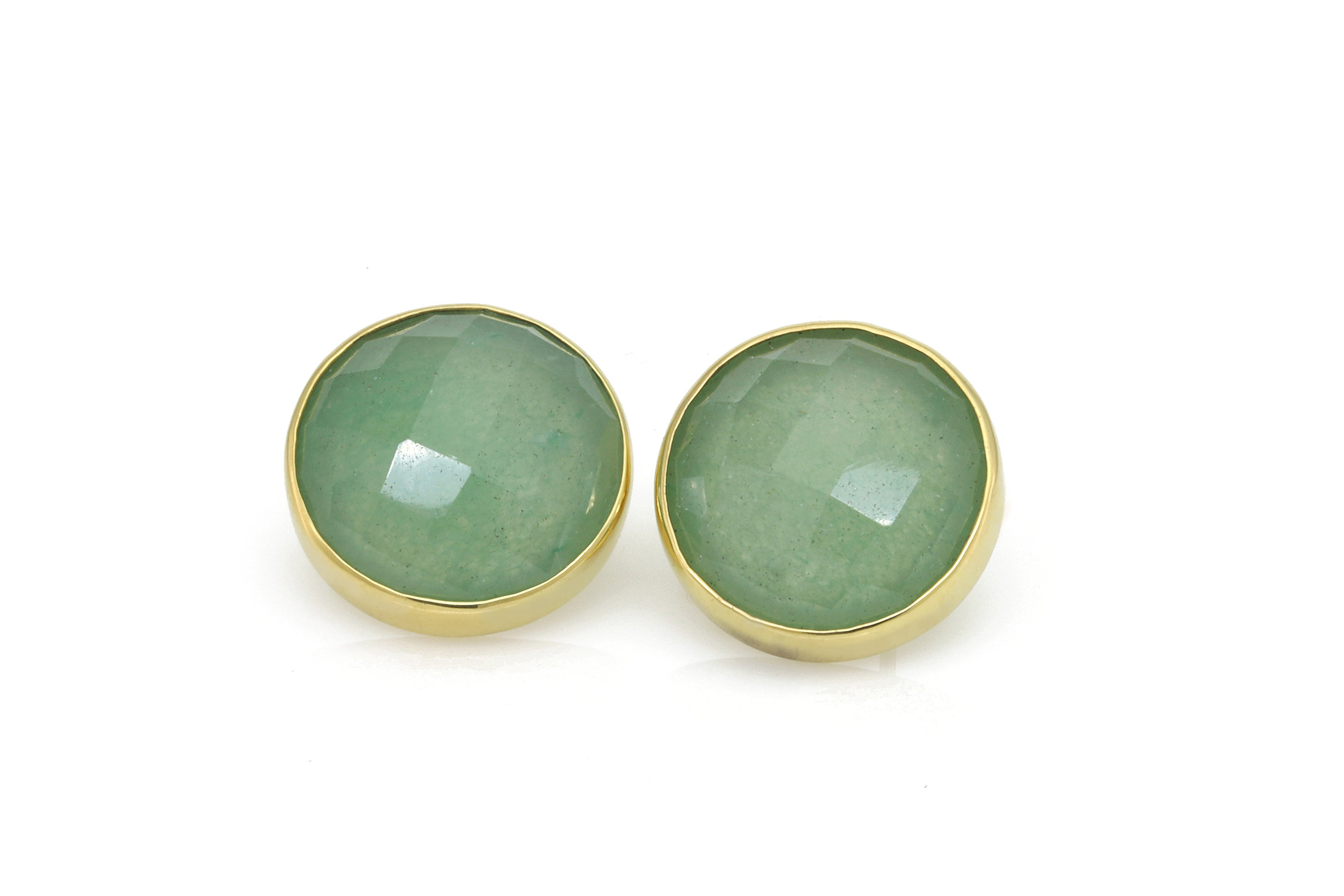 Green Aventurine Gemstone Stud Earrings in Solid Gold Earrings Anemone Limited