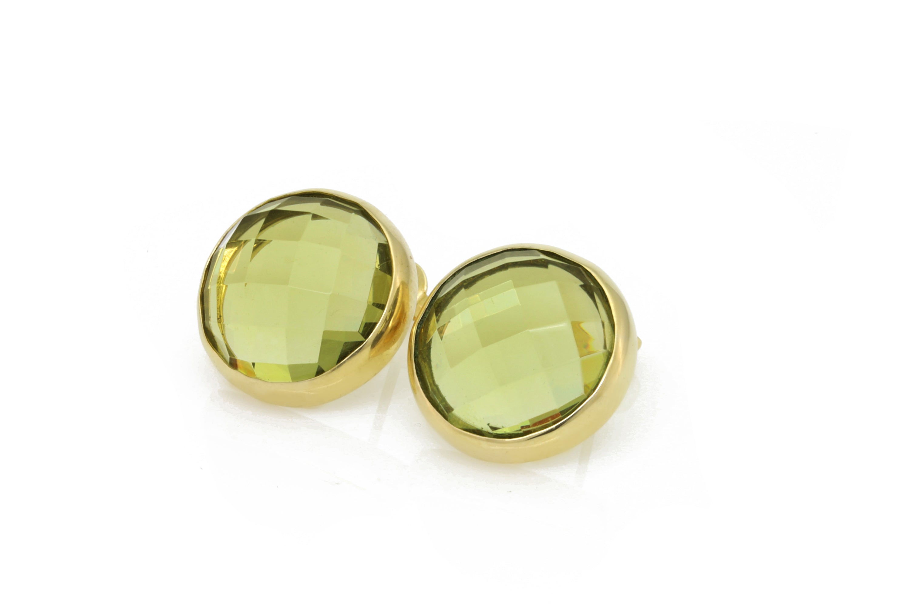 Semiprecious Natural Lemon Quartz Gold Stud Earrings Earrings Anemone Limited