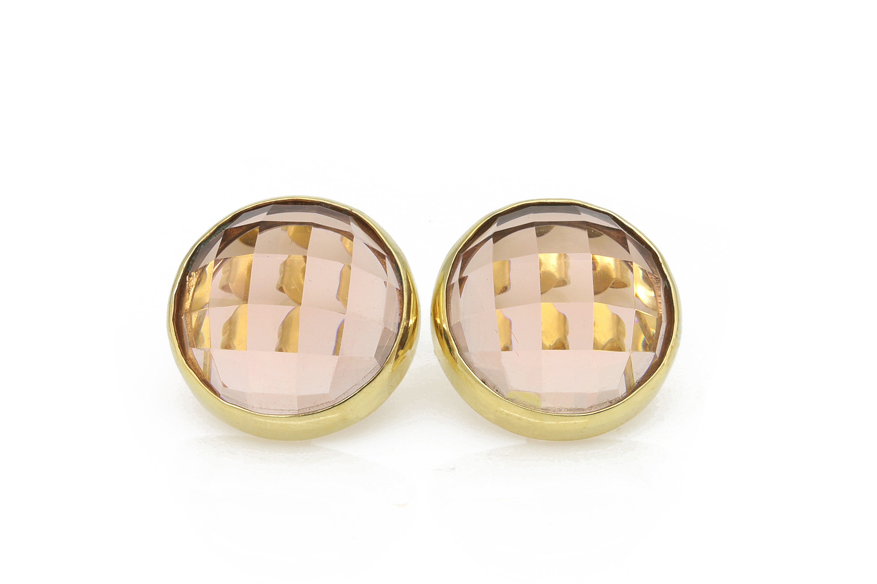 Morganite Gold Bezel Statement Stud Earrings Earrings Anemone Limited