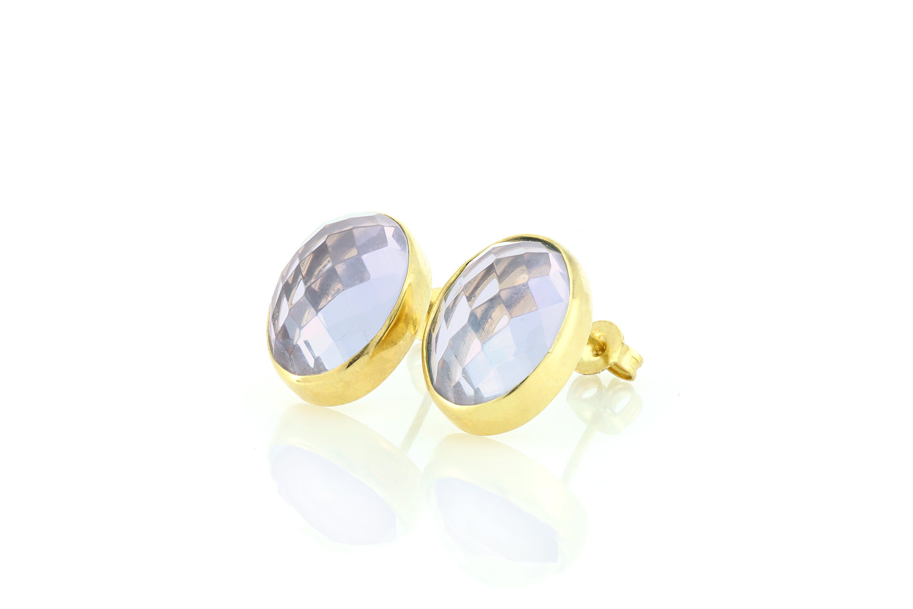 Gold Bezel Oval Cut Tanzanite Stud Earrings Earrings Anemone Limited