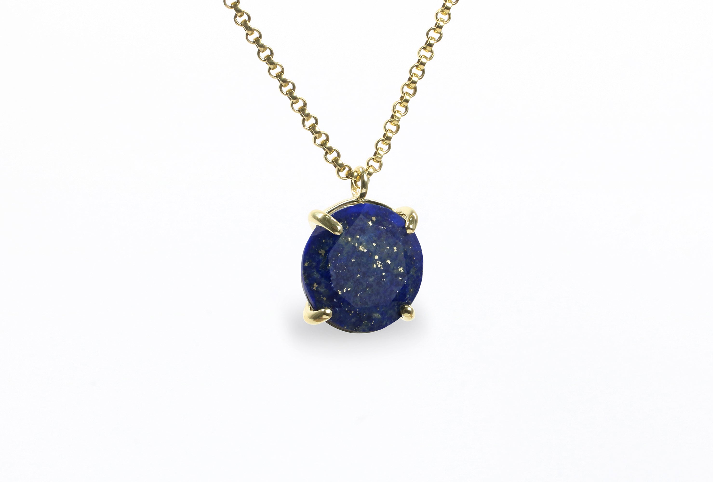 Solitaire Lapis Lazuli Pendant Necklace in Gold necklaces Anemone Jewelry