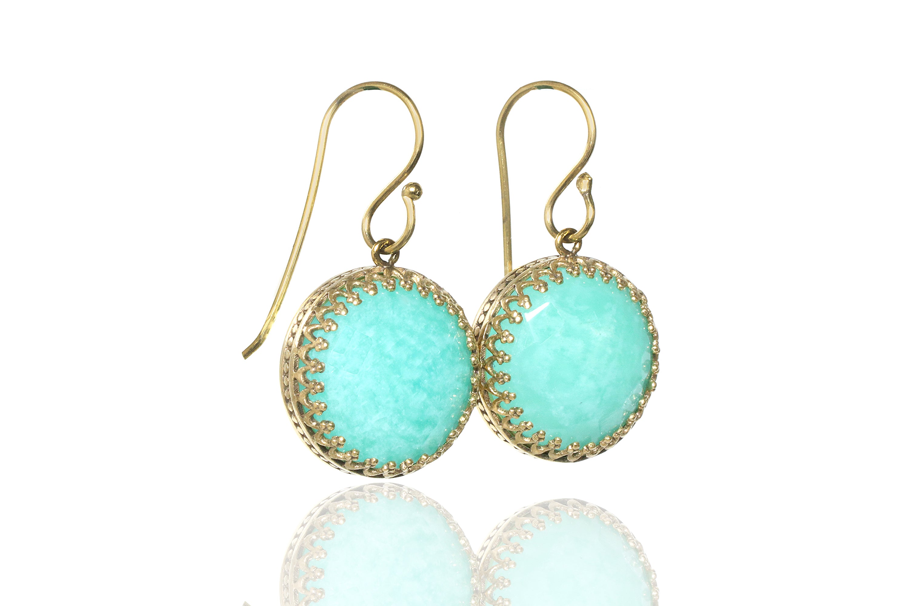 Amazing Amazonite Gold Statement Earrings Earrings Anemone Jewelry
