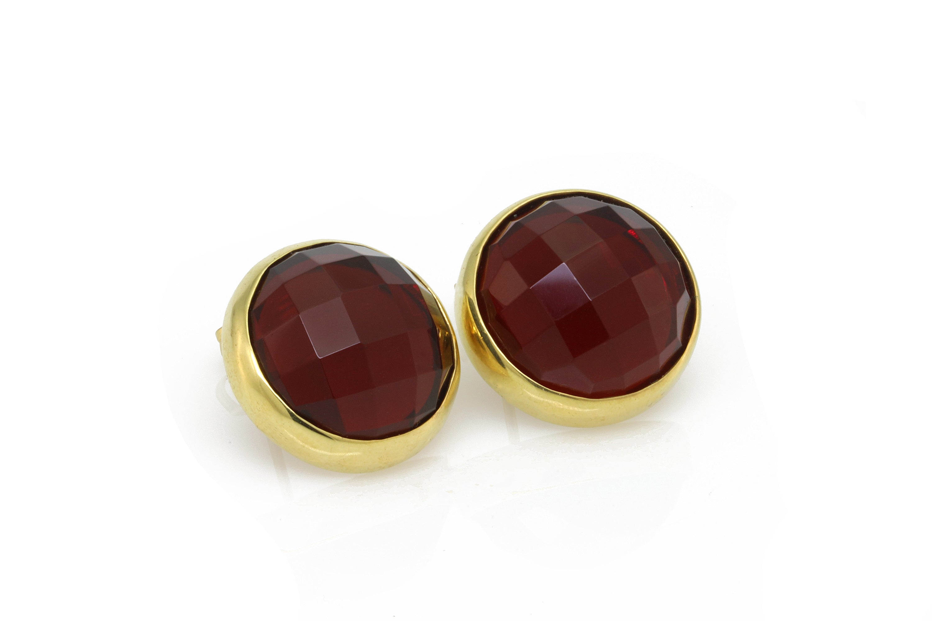 14k Gold Filled Red Garnet Statement Bezel Earrings Earrings Anemone Limited