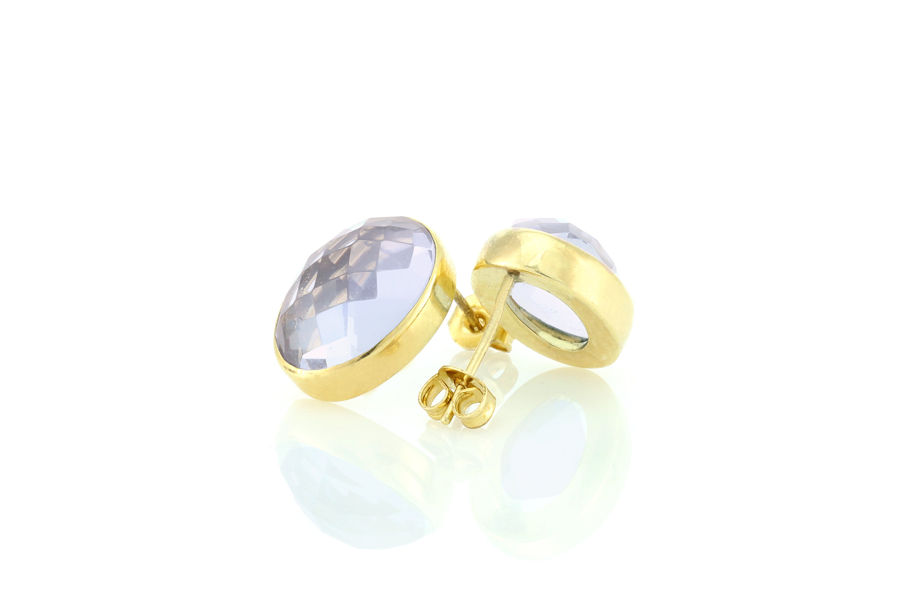 Gold Bezel Oval Cut Tanzanite Stud Earrings Earrings Anemone Limited