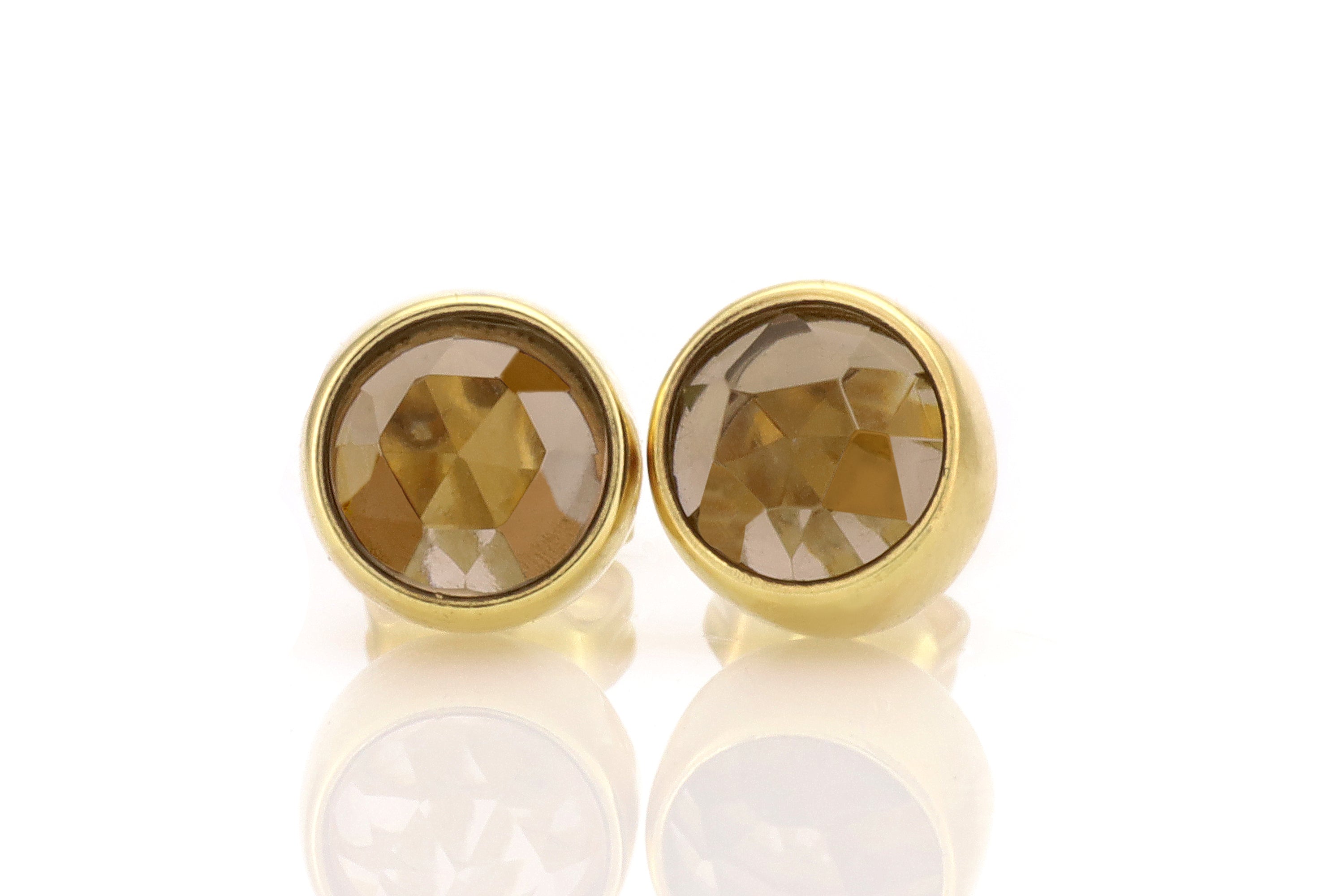 Delicate Smoky Quartz Bezel Set Gold Round Earrings Earrings Anemone Limited