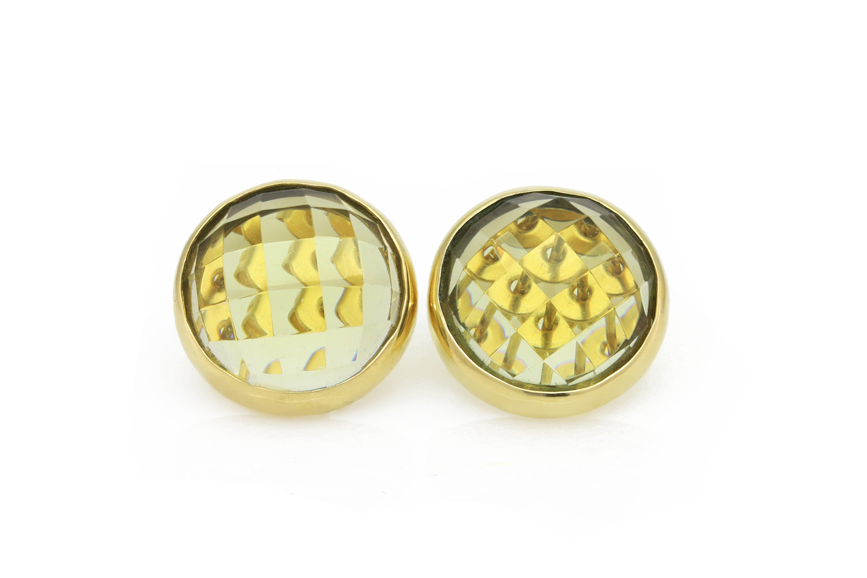 Semiprecious Natural Lemon Quartz Gold Stud Earrings Earrings Anemone Limited