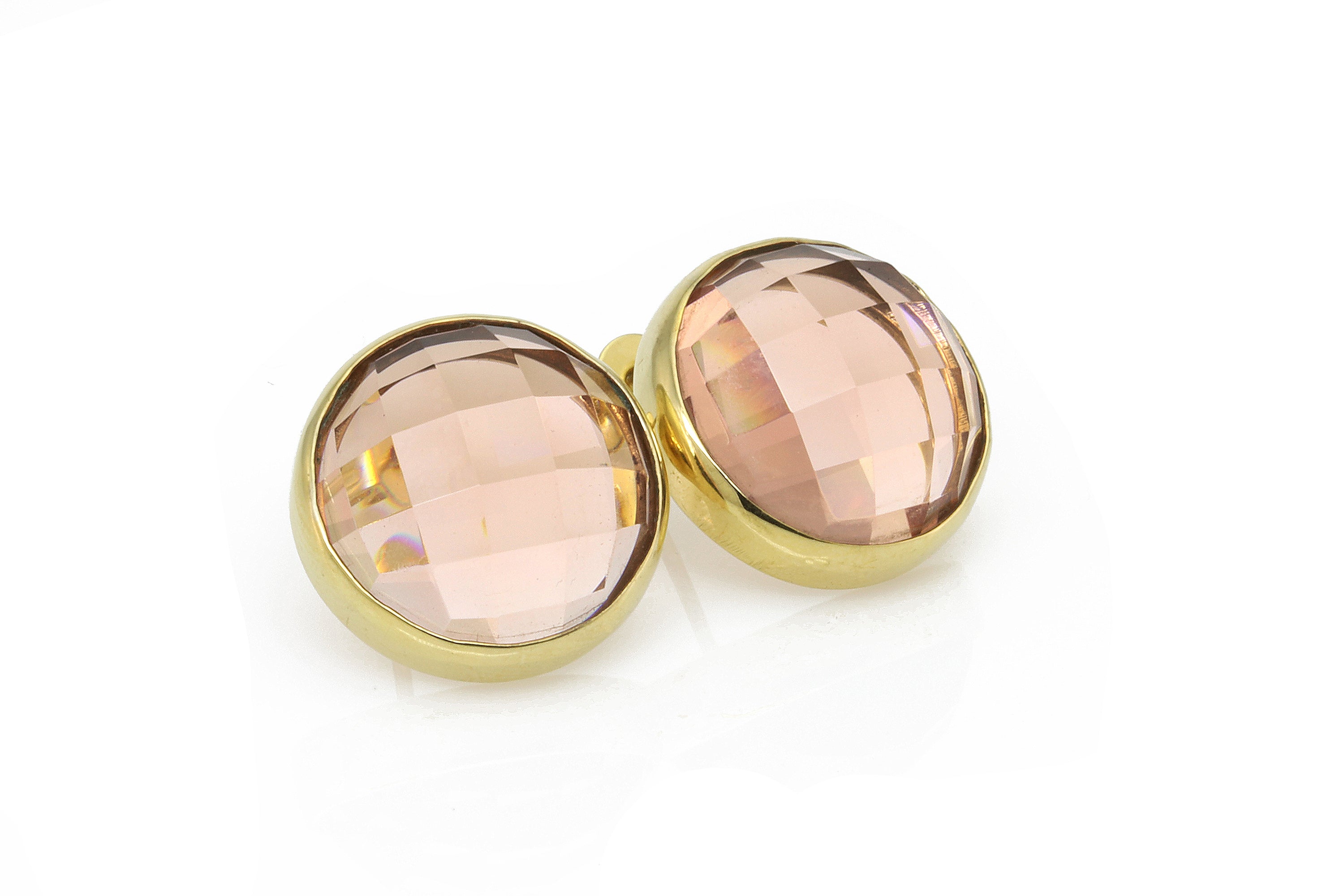 Morganite Gold Bezel Statement Stud Earrings Earrings Anemone Limited