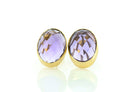 Bezel Set Oval Gemstone Amethyst Gold Earrings Earrings Anemone Limited