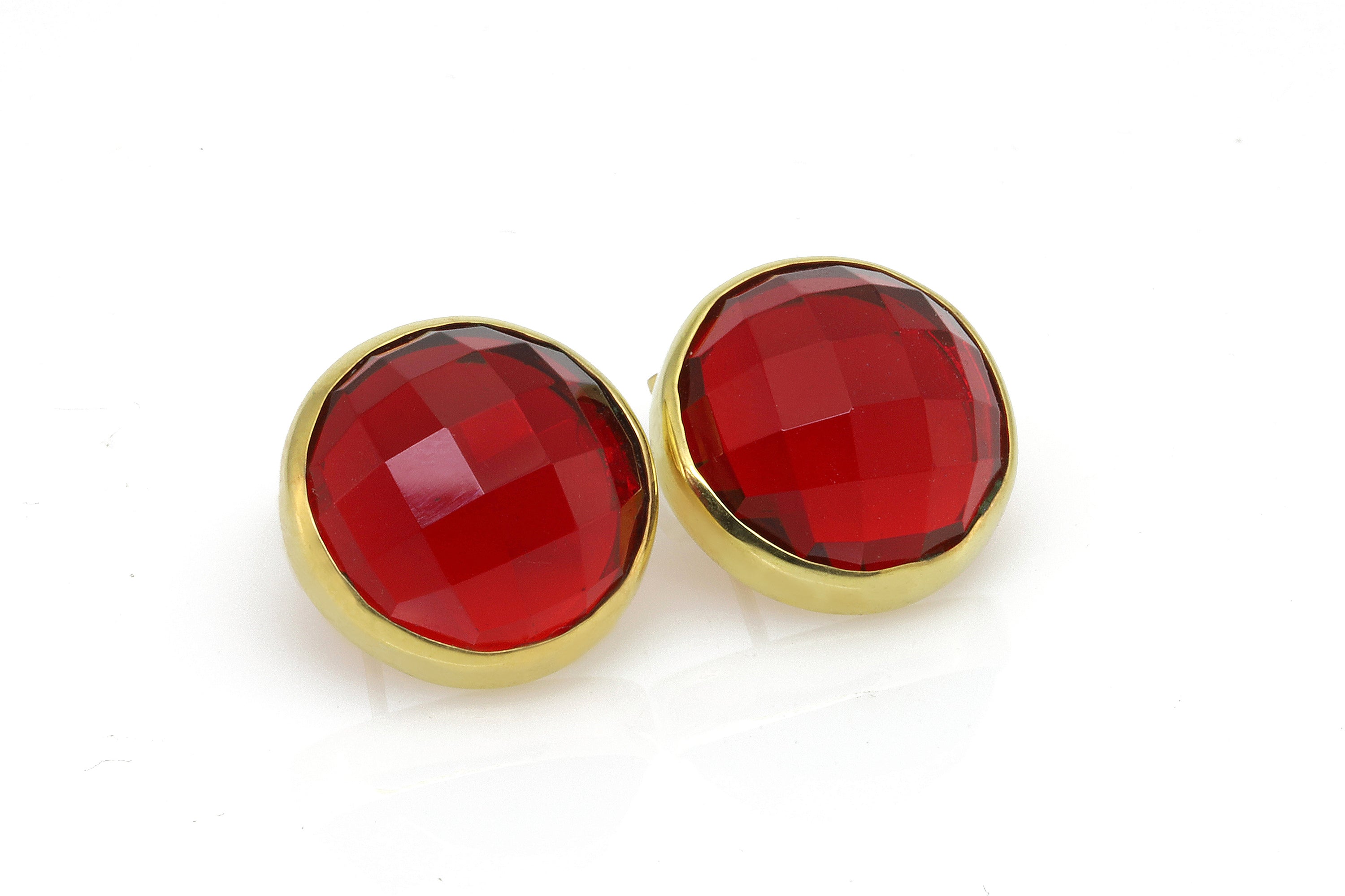 Handmade Ruby Stud Earrings in Gold Studs Earrings Anemone Limited