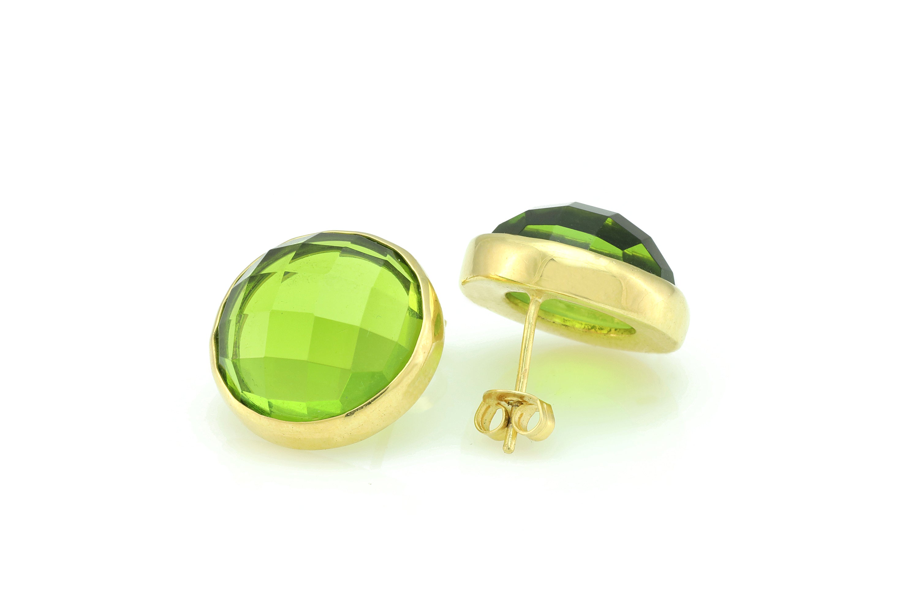 Round Gold Filled Peridot Bezel Set Earrings Earrings Anemone Limited