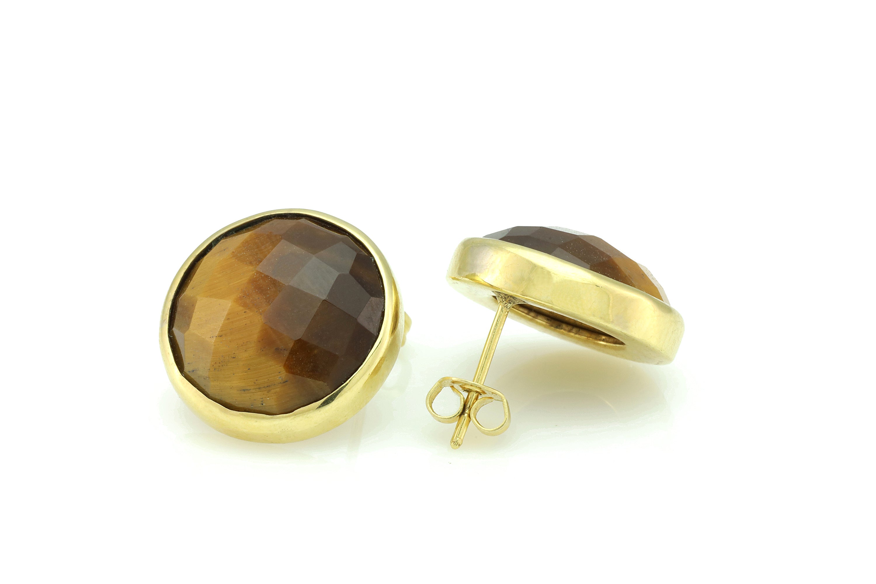 Big Chunky Gold Tiger Eye Statement Stud Earrings Earrings Anemone Limited