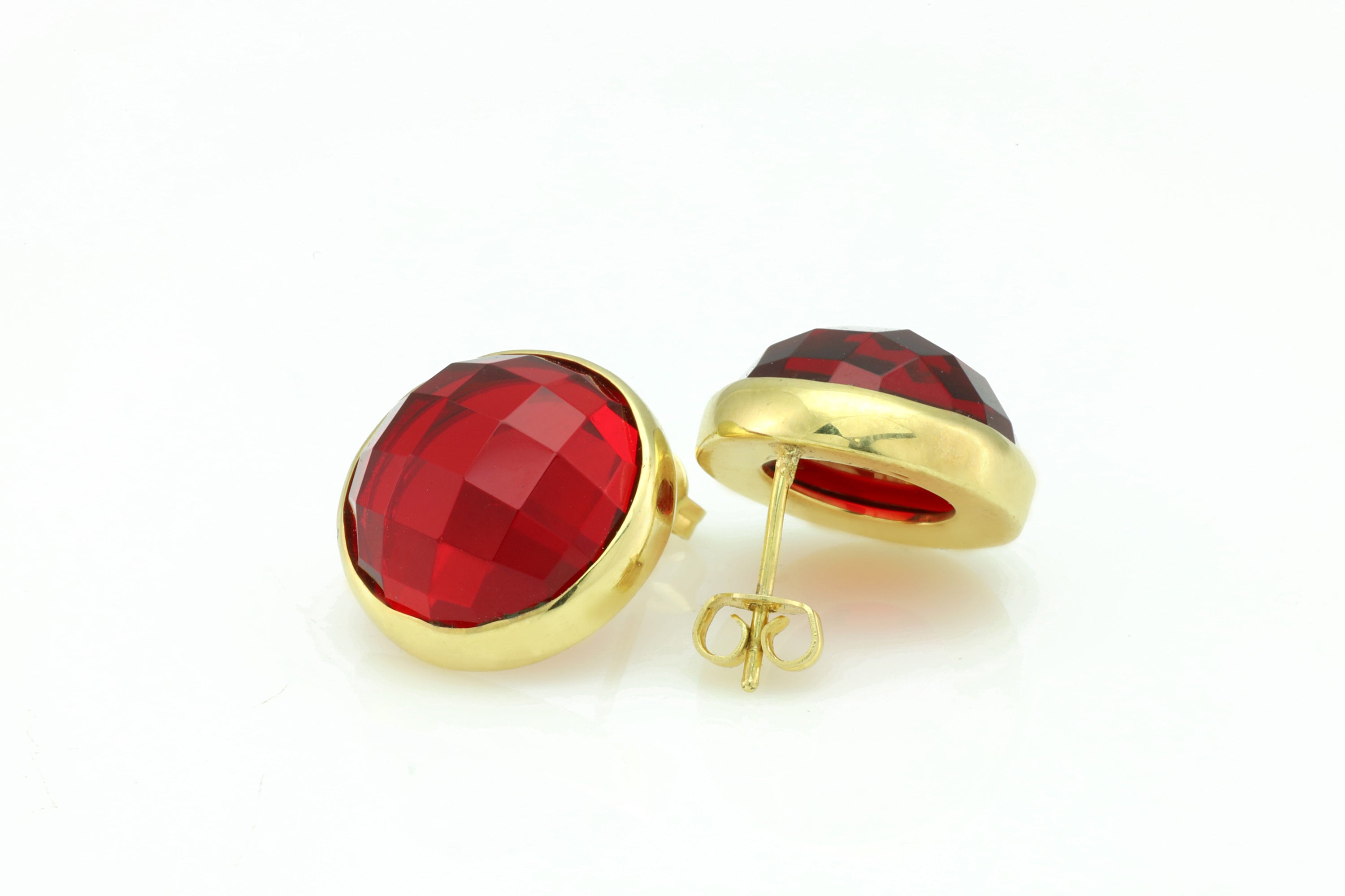 Handmade Ruby Stud Earrings in Gold Studs Earrings Anemone Limited