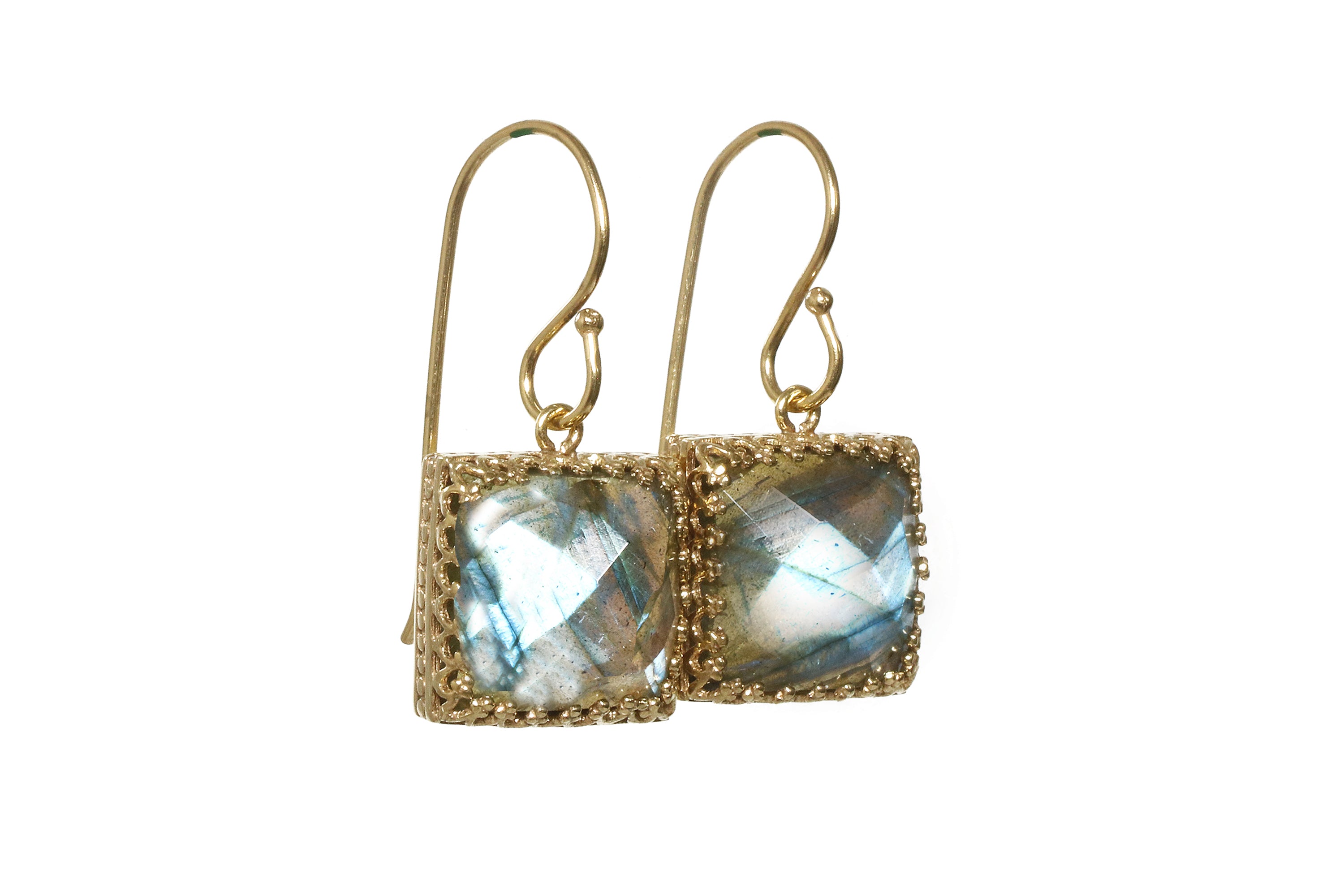 Statement Natural Labradorite Gold Earrings Earrings Anemone Jewelry