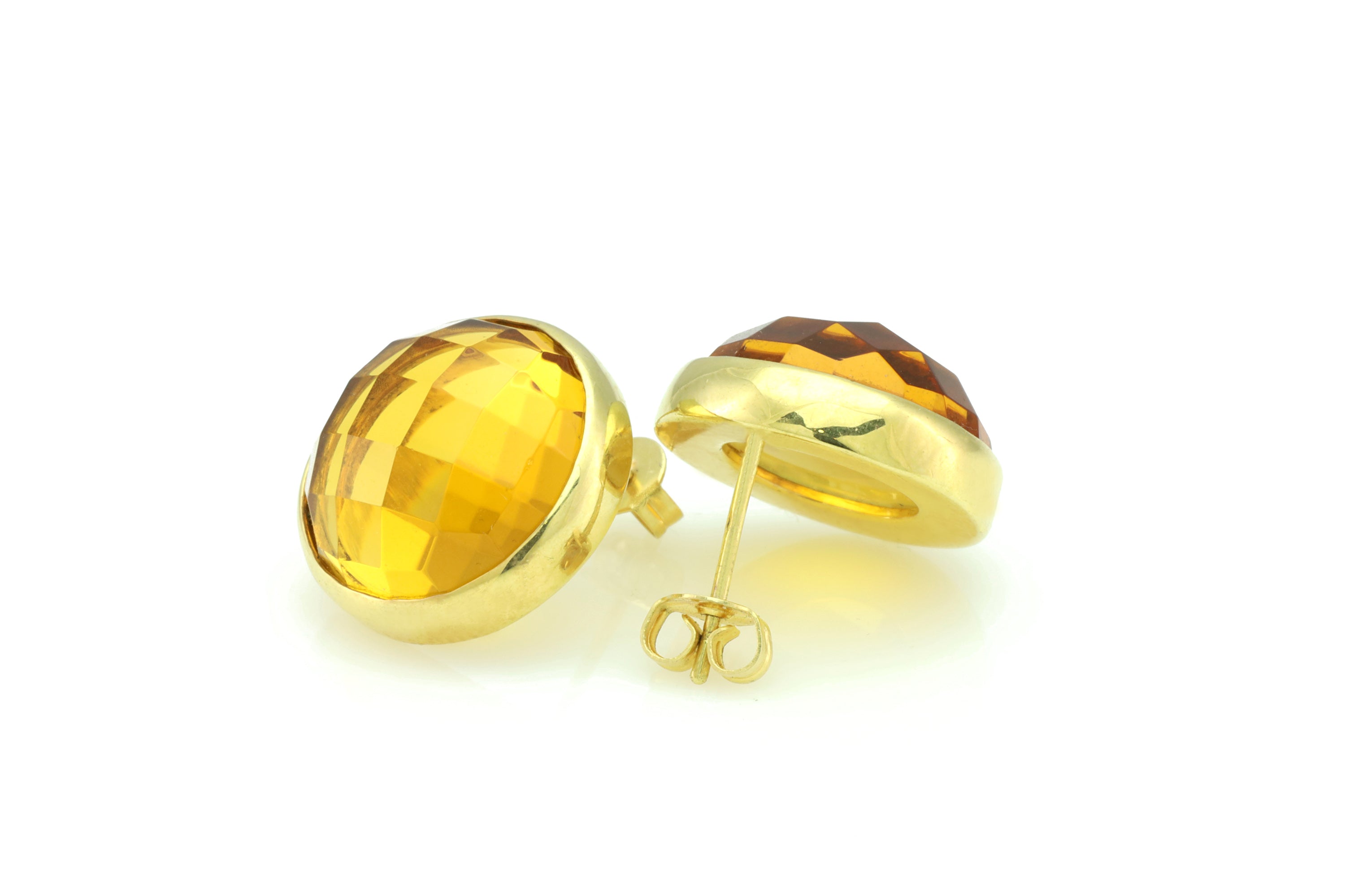 Big Bezel Set Citrine Statement Earrings in 14k Solid Gold Earrings Anemone Limited