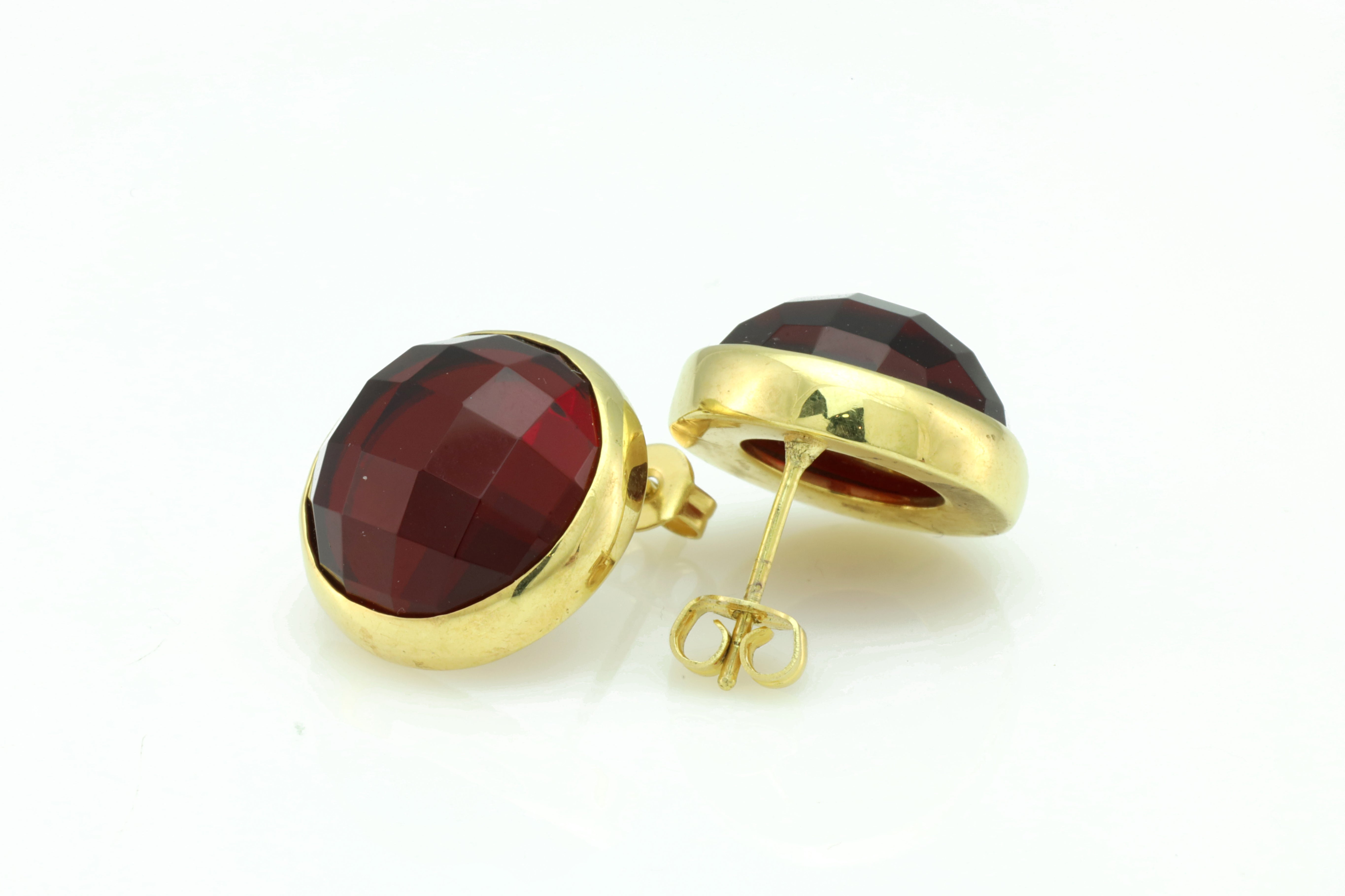 14k Gold Filled Red Garnet Statement Bezel Earrings Earrings Anemone Limited