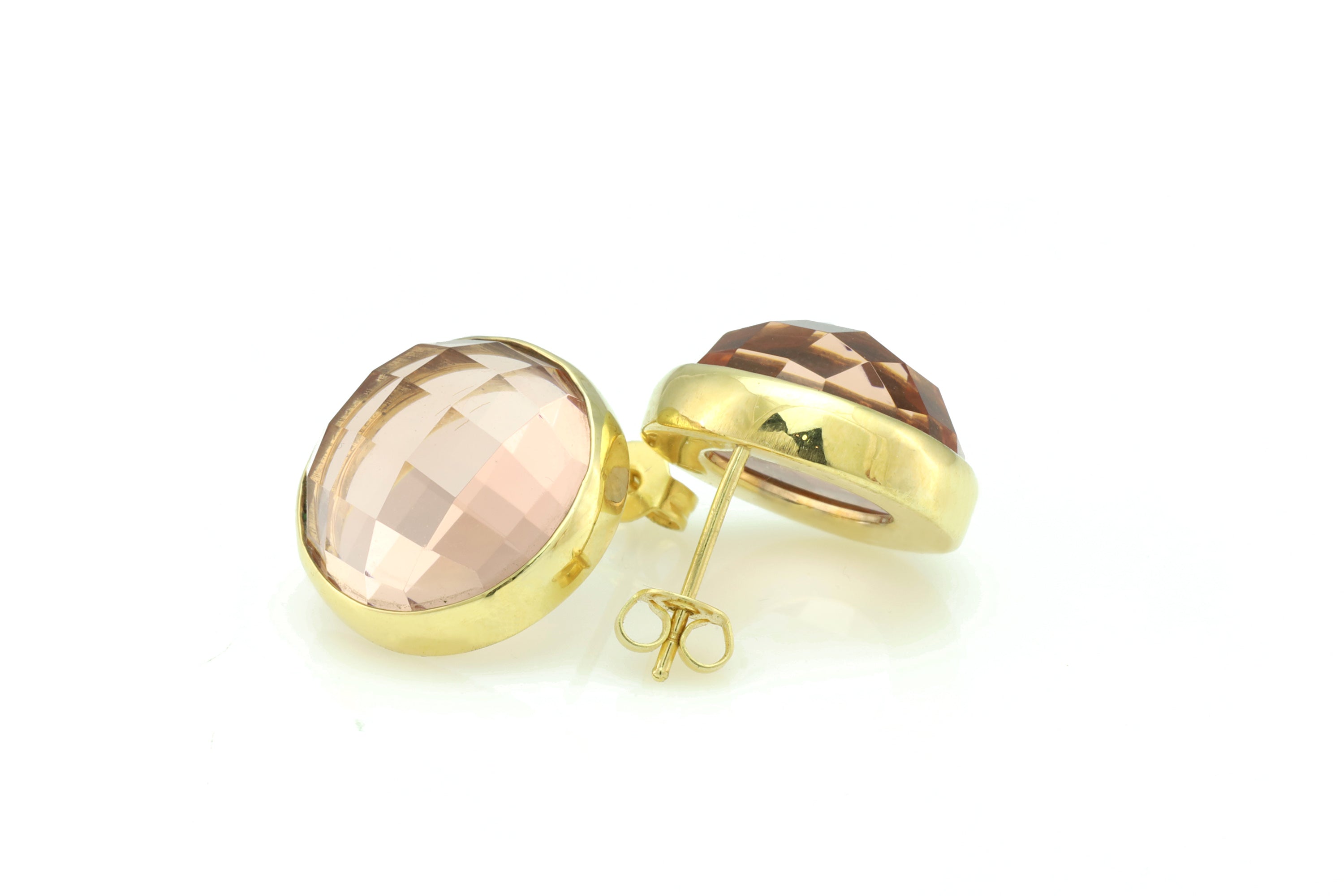 Morganite Gold Bezel Statement Stud Earrings Earrings Anemone Limited