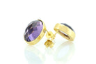 Bezel Set Oval Gemstone Amethyst Gold Earrings Earrings Anemone Limited
