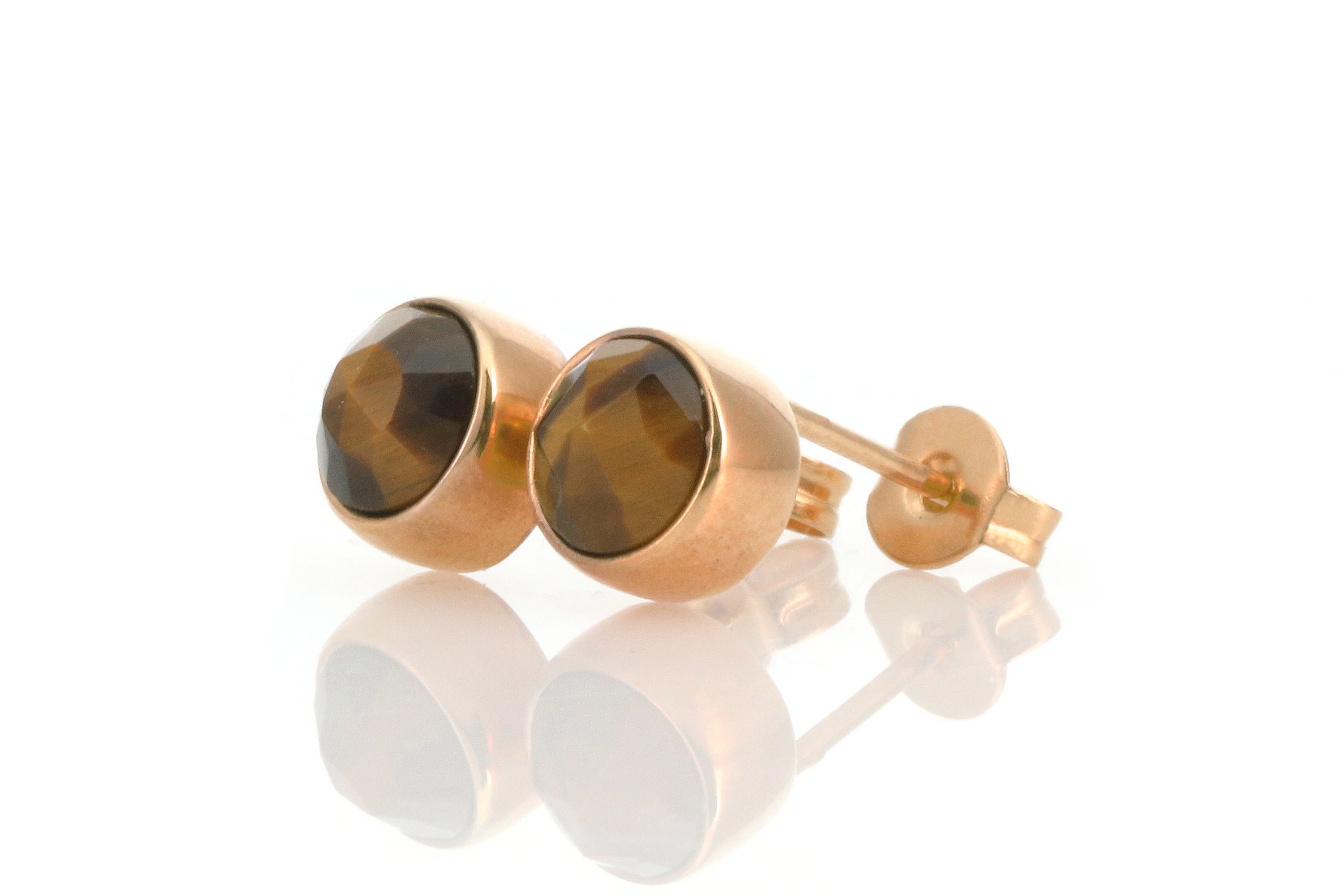 Stunning Silver Bezel Set Tiger Eye Earrings Earrings Anemone Limited