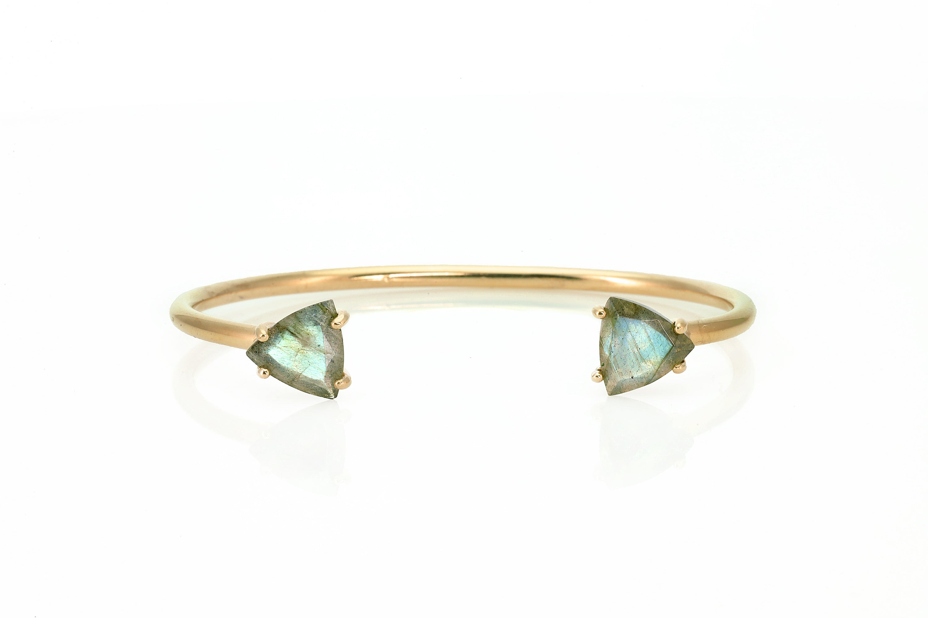 Gold Bracelet with Two Labradorite Trillion Cut Gemstones Bracelets Anemone Unique