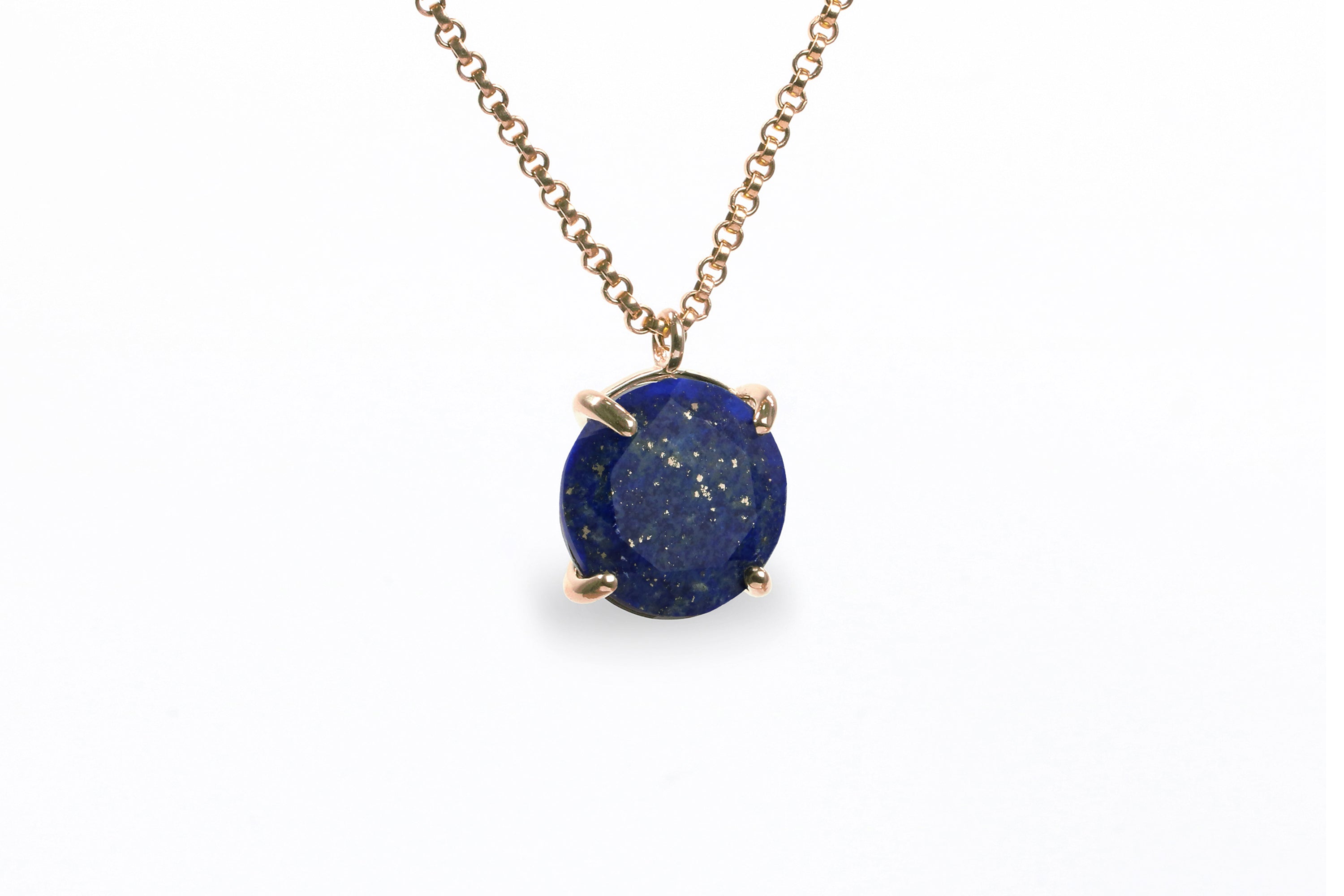 Solitaire Lapis Lazuli Pendant Necklace in Gold necklaces Anemone Jewelry