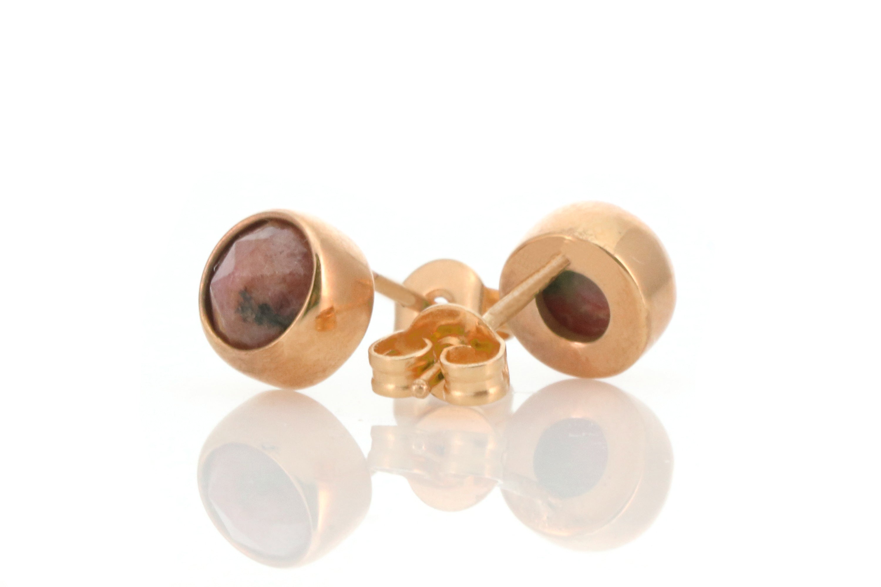 Minimalist Bezel Set Rhodonite Gold Earrings Earrings Anemone Limited