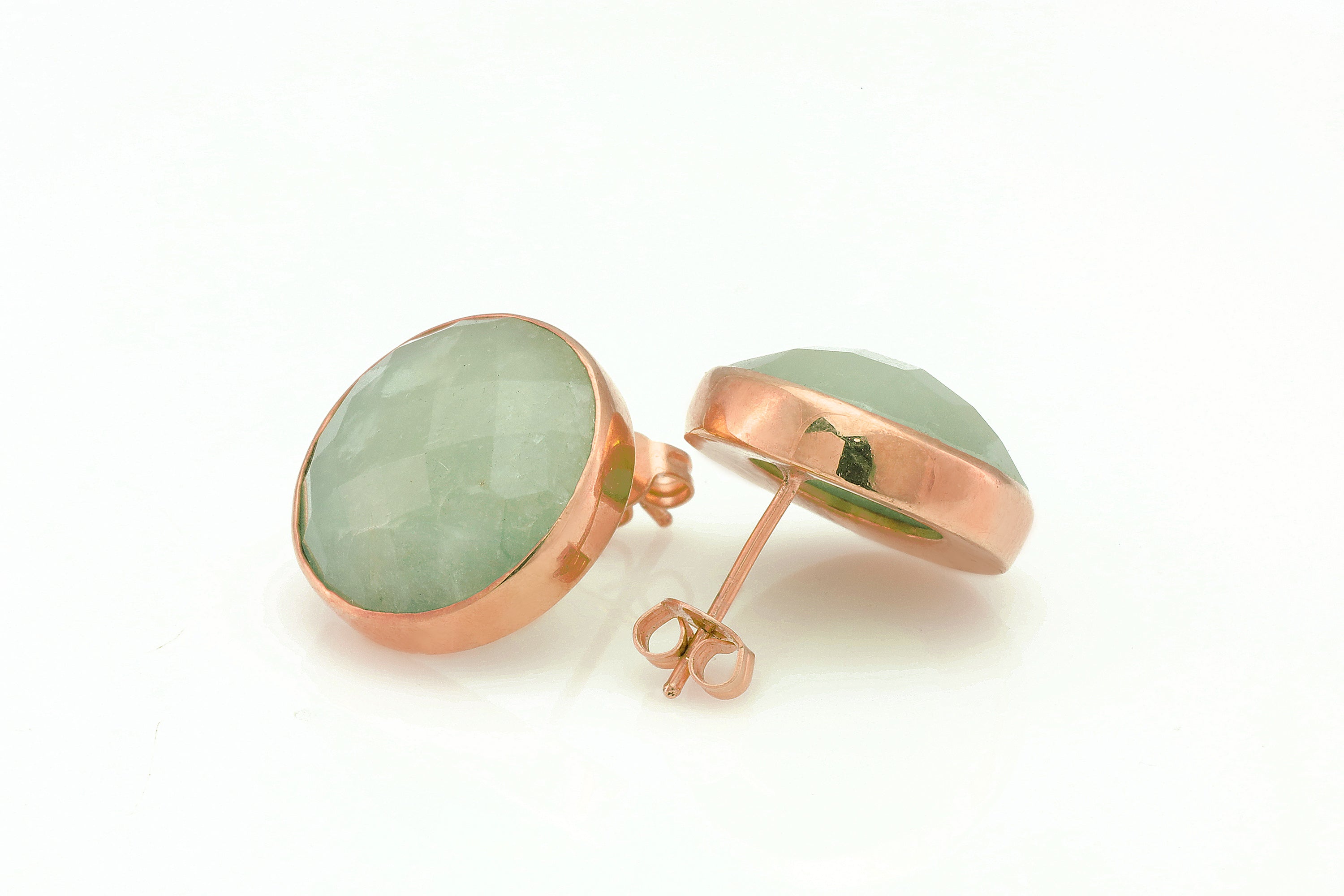 Aquamarine Bezel Set Stud Gold Earrings Earrings Anemone Limited