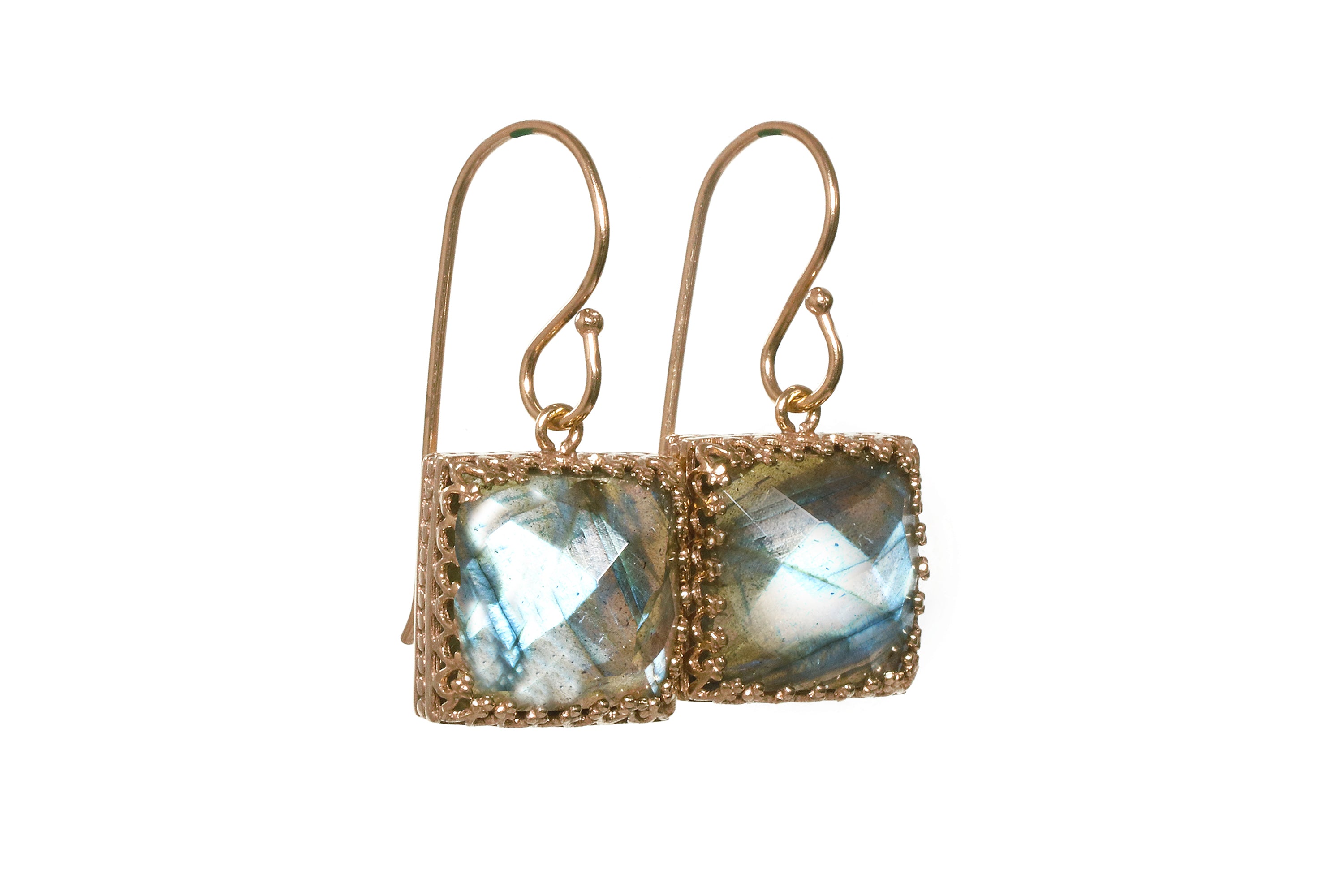 Statement Natural Labradorite Gold Earrings Earrings Anemone Jewelry