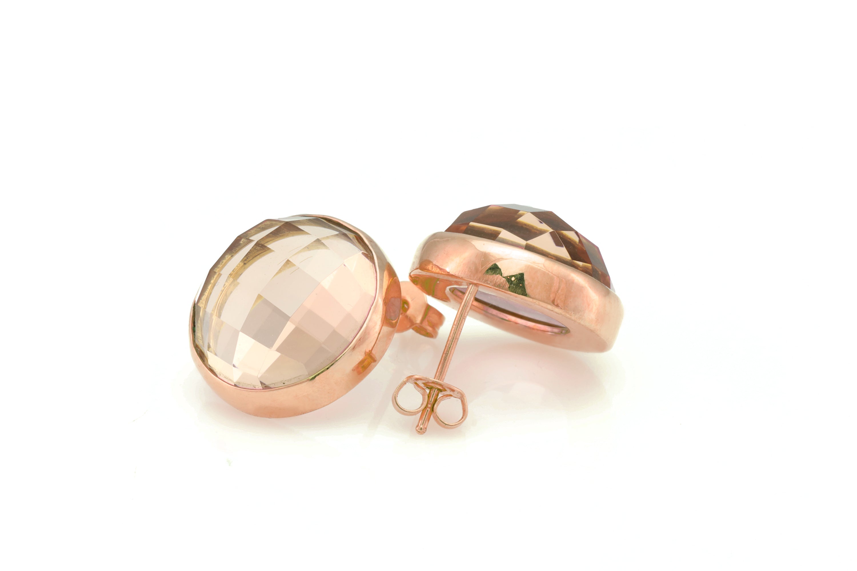 Morganite Gold Bezel Statement Stud Earrings Earrings Anemone Limited