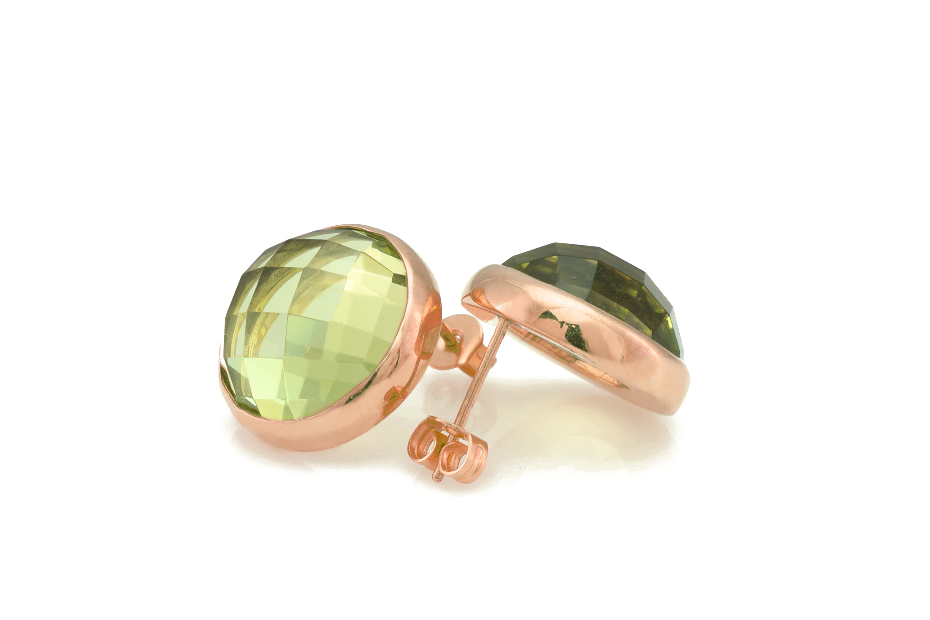 Semiprecious Natural Lemon Quartz Gold Stud Earrings Earrings Anemone Limited