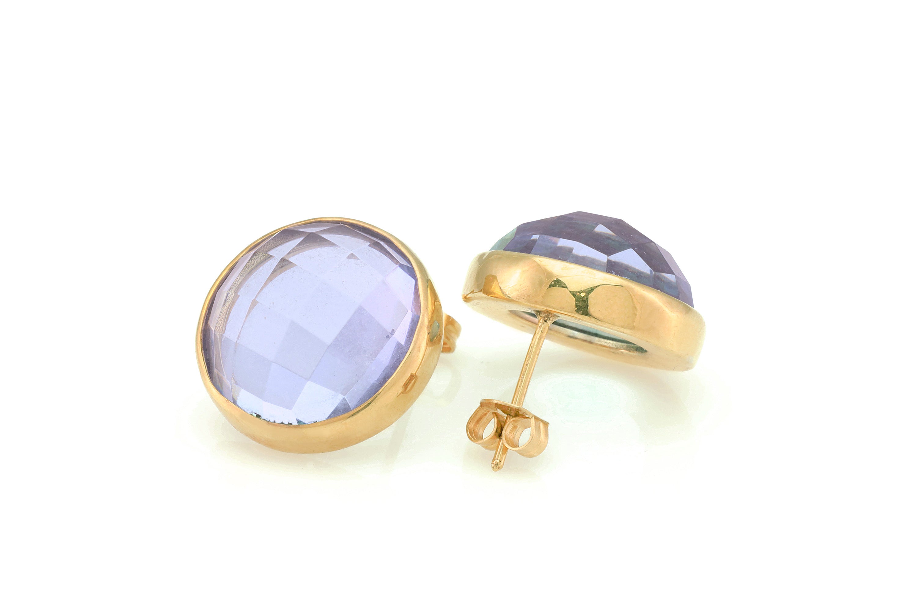 Handmade Tanzanite Stud Earrings in Gold Earrings Anemone Limited