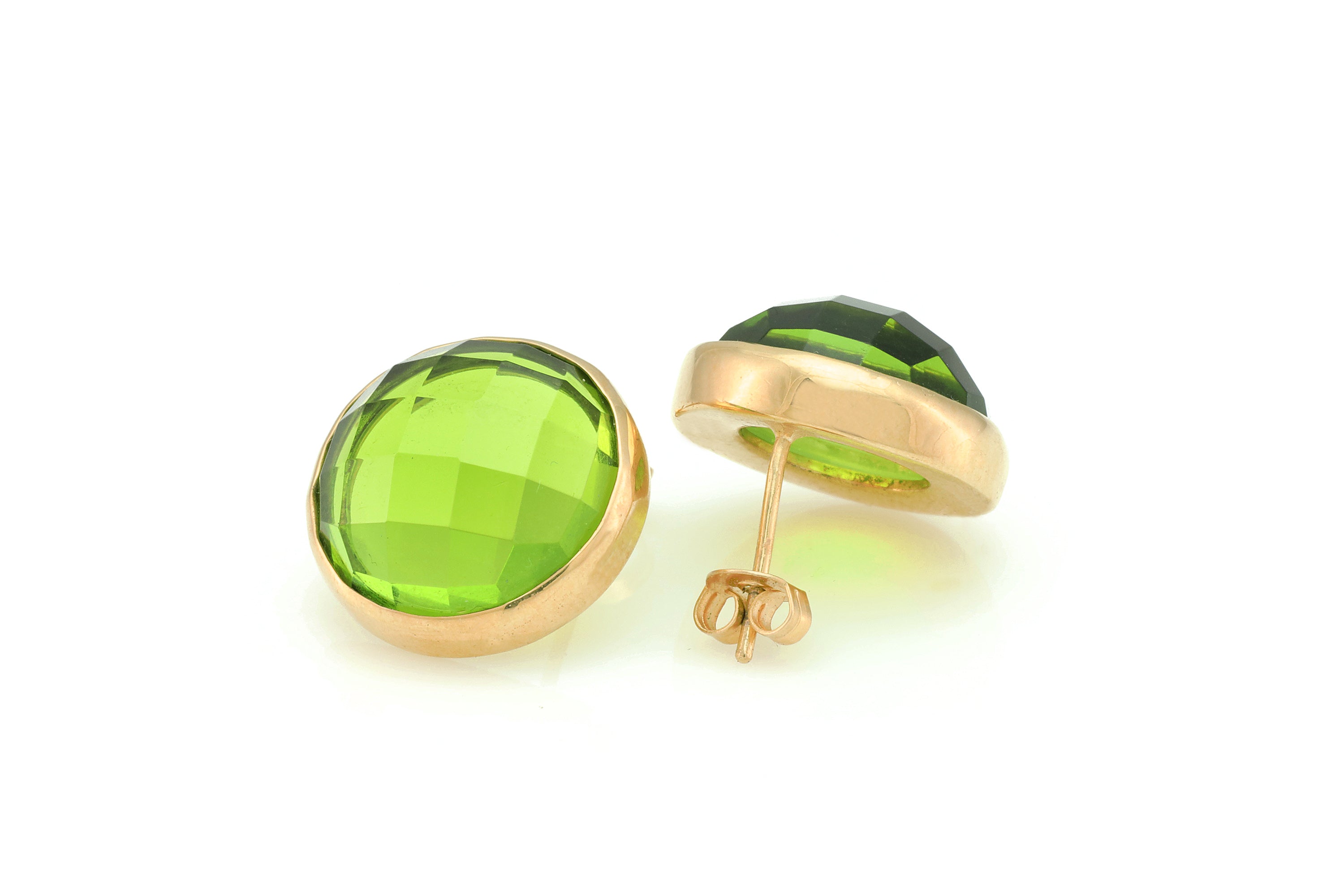 Round Gold Filled Peridot Bezel Set Earrings Earrings Anemone Limited
