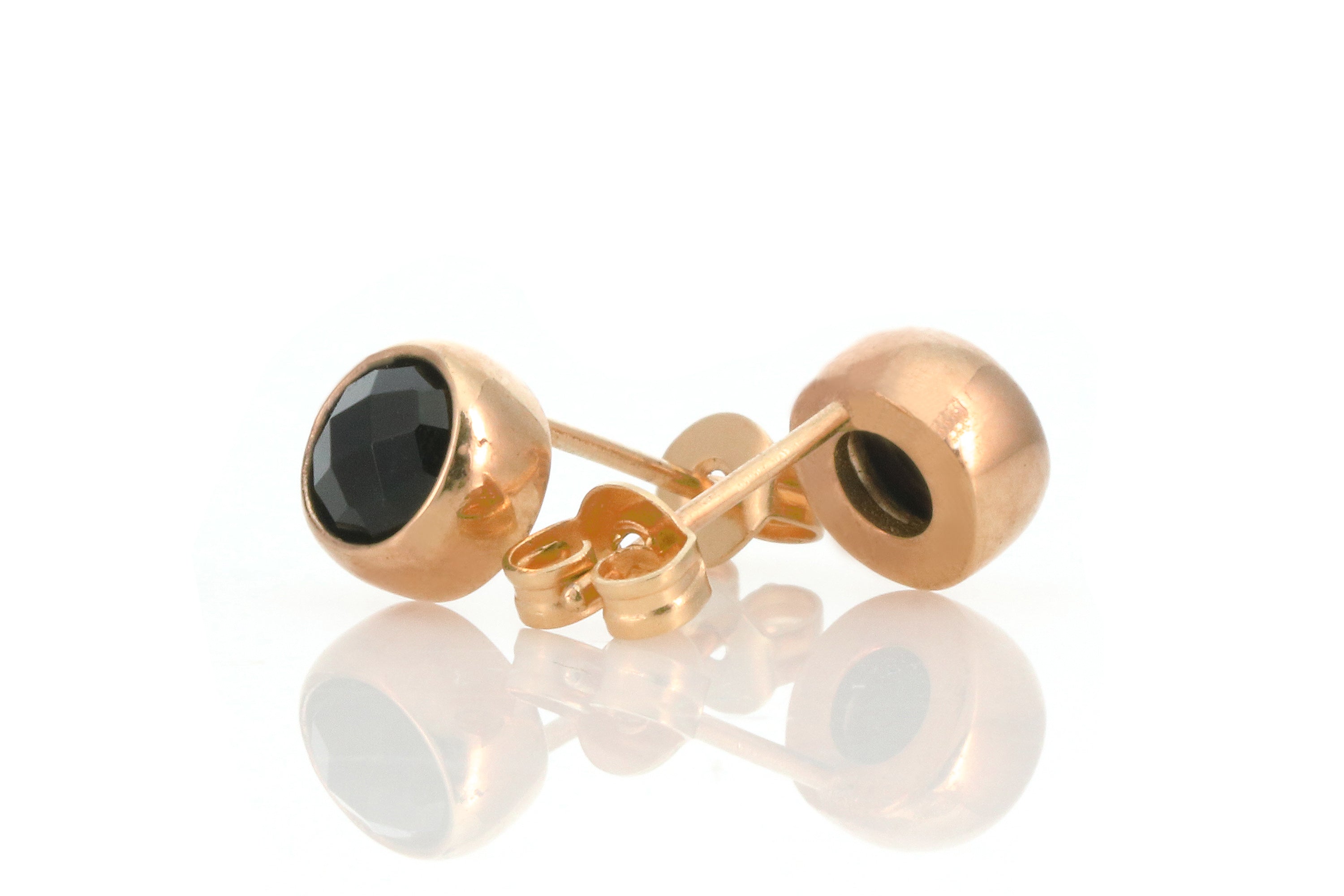 Black Onyx Bezel Set Earrings in 14k Solid Gold Earrings Anemone Limited