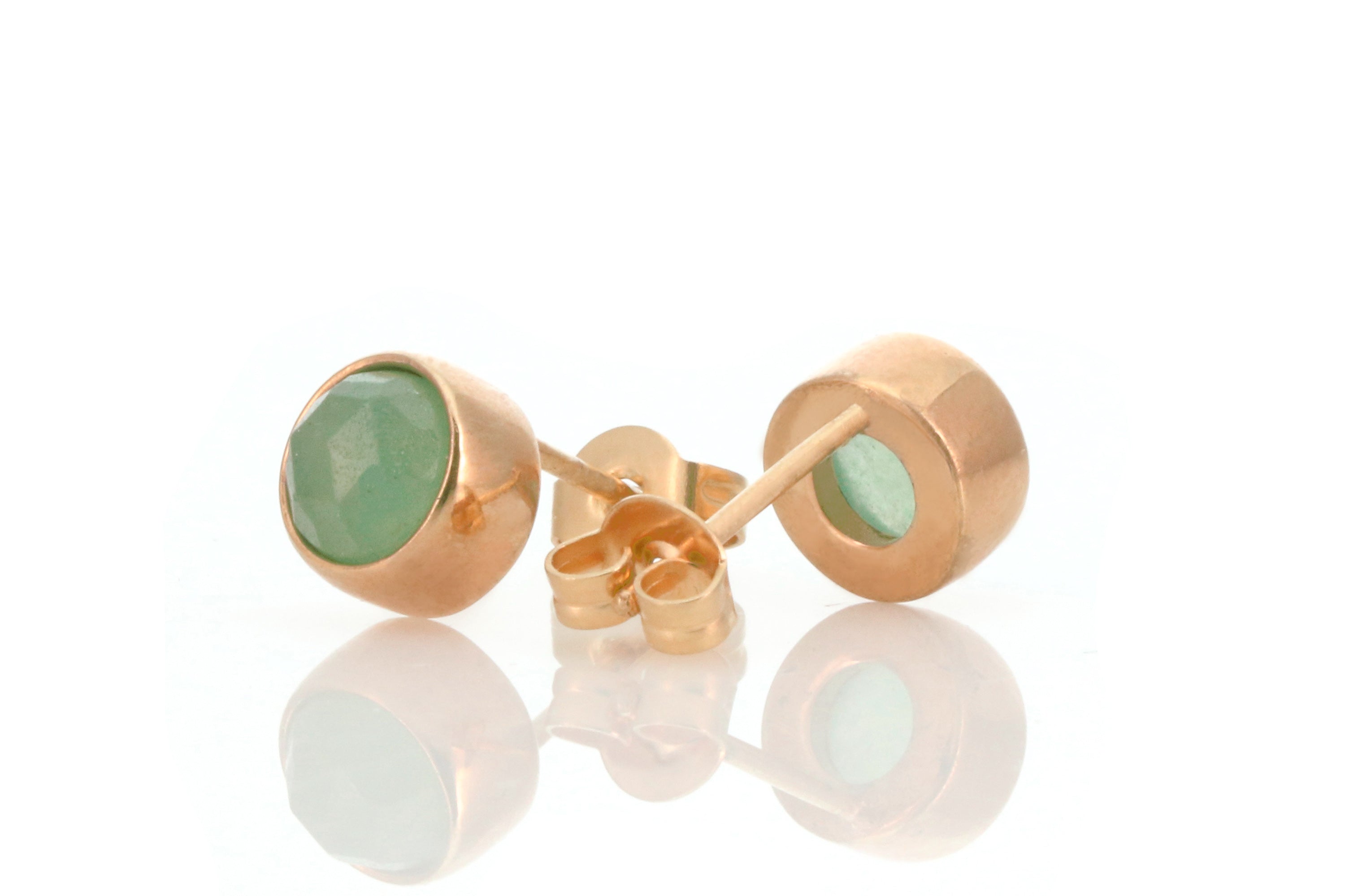 Bezel Set 14k Gold Green Aventurine Stud Earrings Earrings Anemone Limited