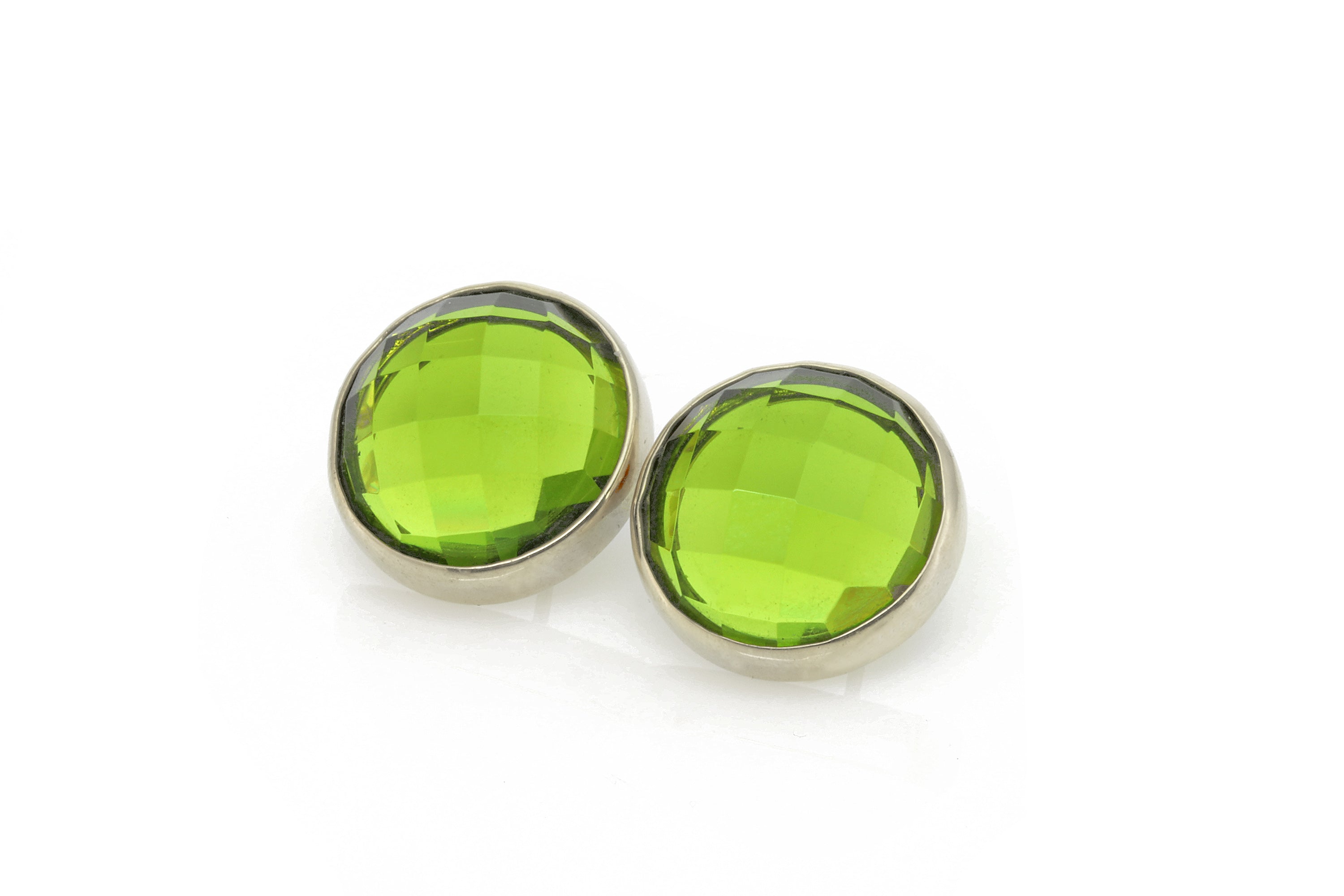 Round Gold Filled Peridot Bezel Set Earrings Earrings Anemone Limited