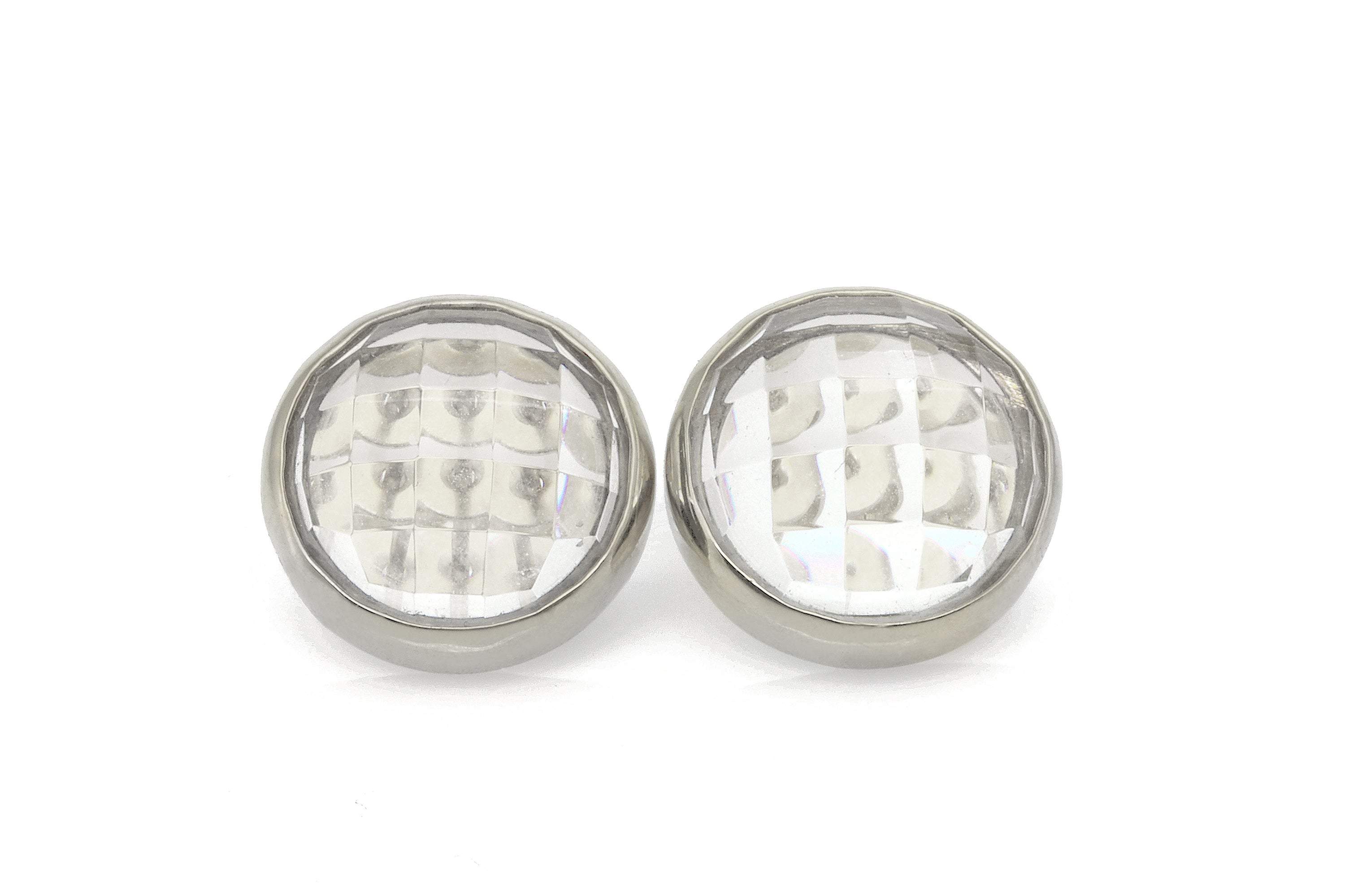 Gold Bezel Set Faceted Crystal Quartz Stud Earrings Earrings Anemone Limited