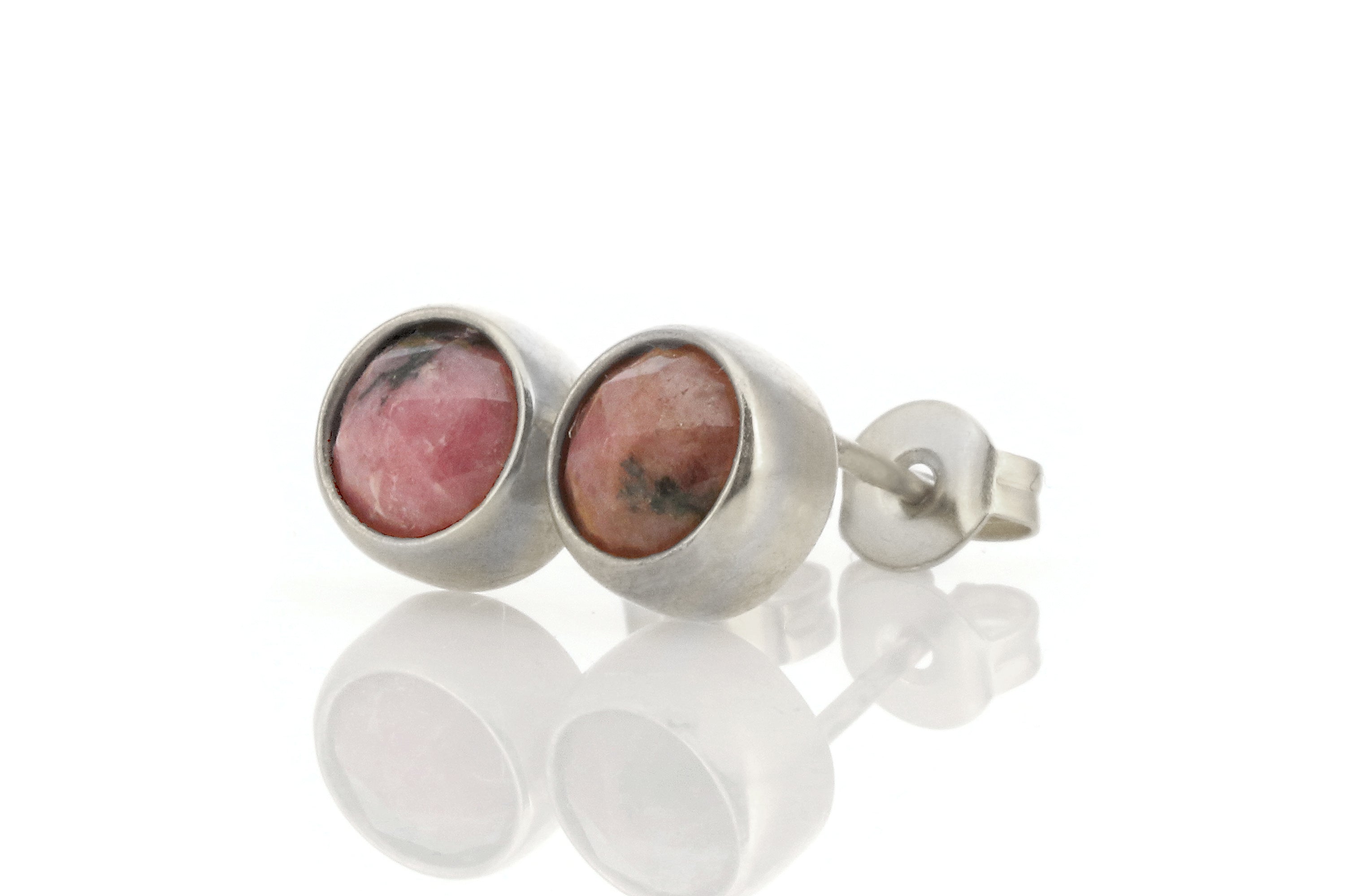 Minimalist Bezel Set Rhodonite Gold Earrings Earrings Anemone Limited