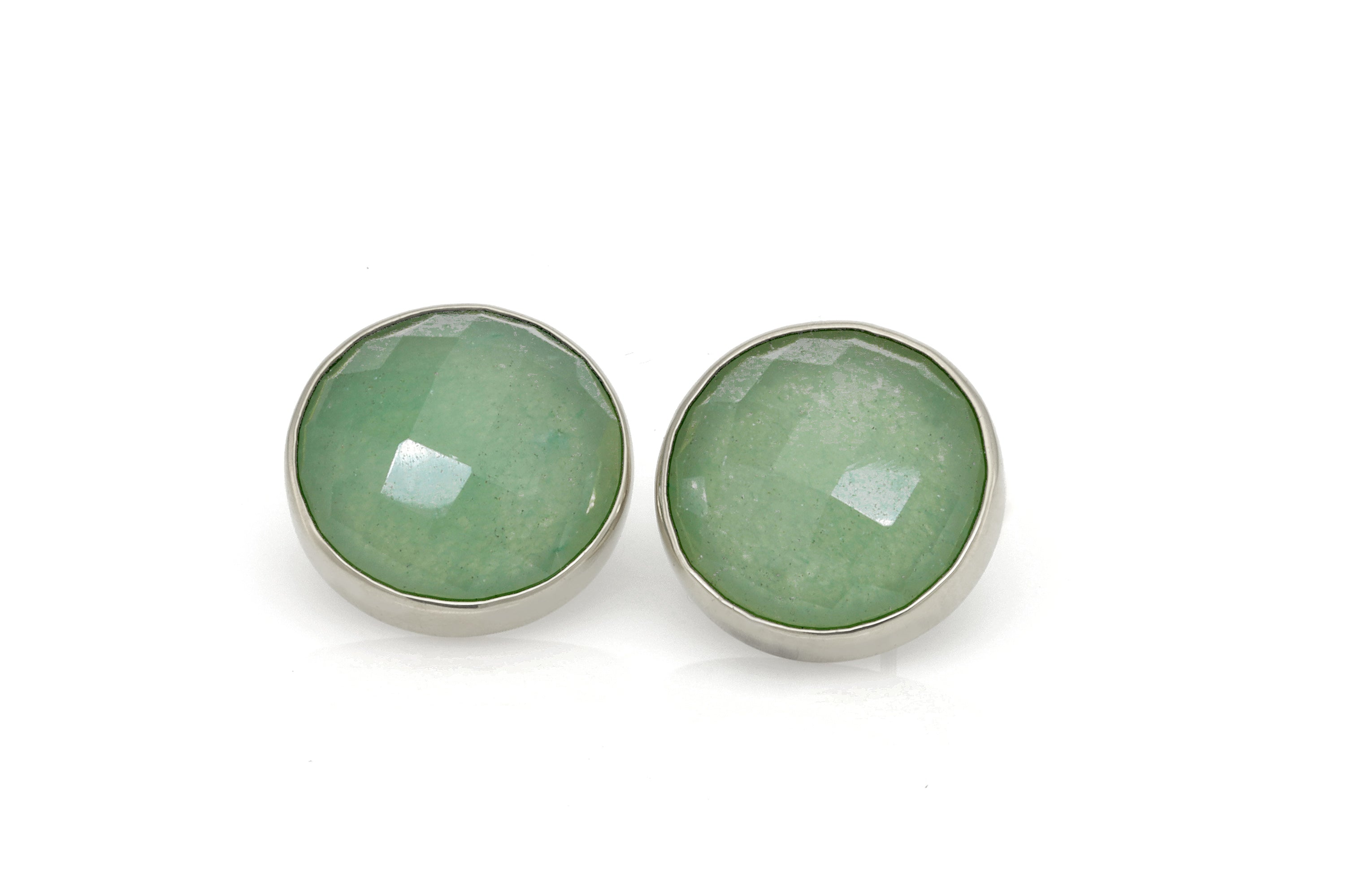 Green Aventurine Gemstone Stud Earrings in Solid Gold Earrings Anemone Limited