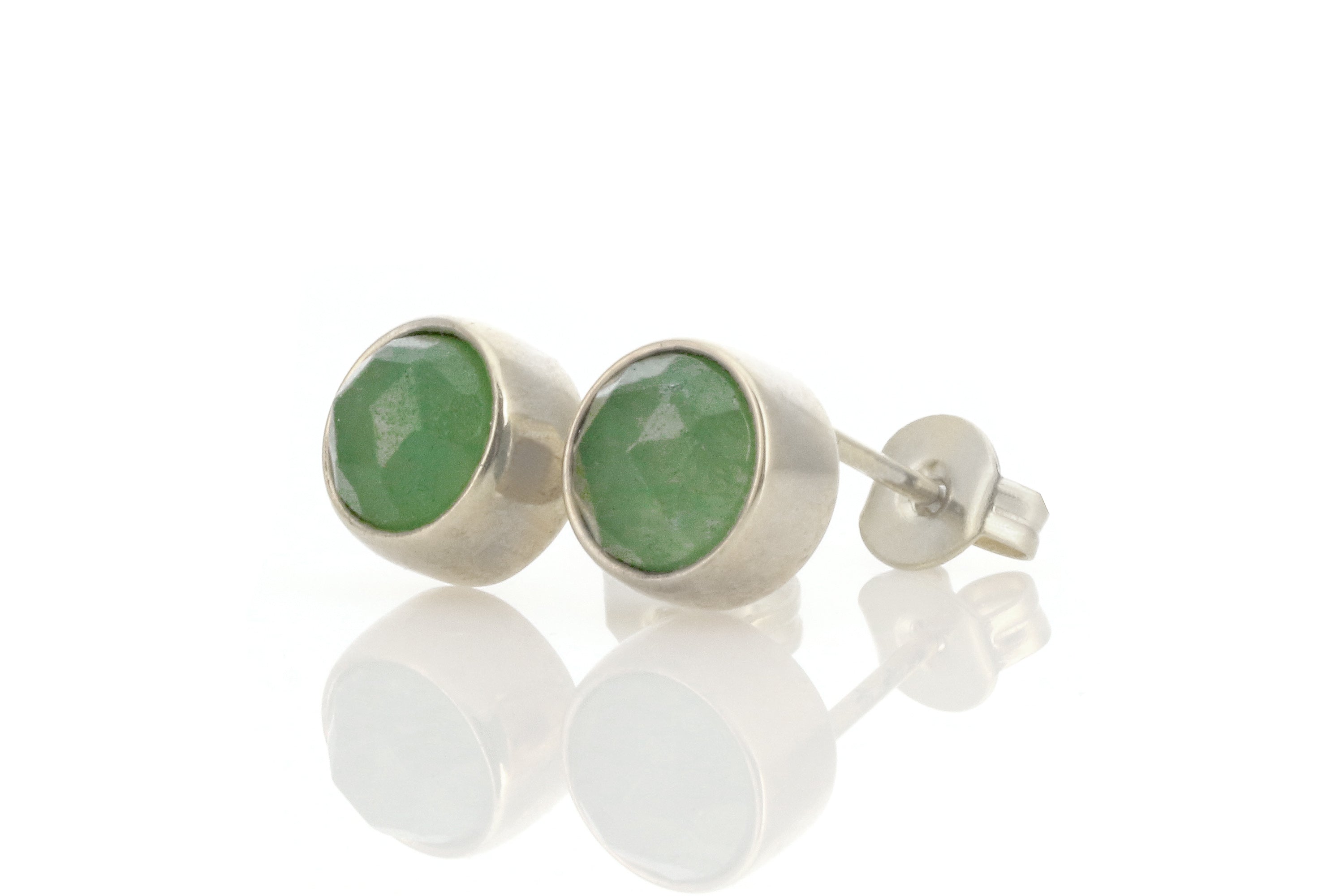 Bezel Set 14k Gold Green Aventurine Stud Earrings Earrings Anemone Limited