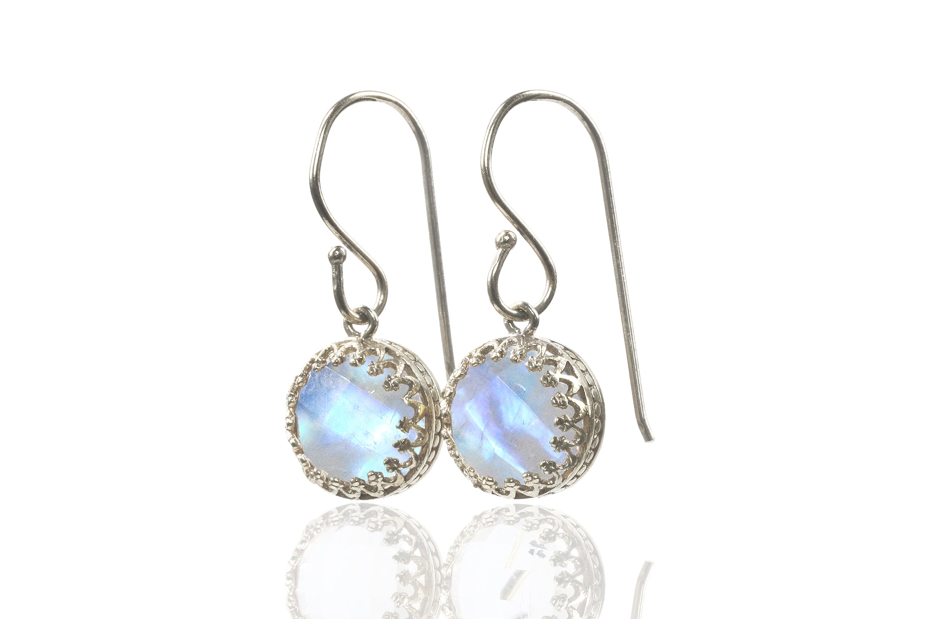 Intricate Moonstone Gold Dangle Earrings Earrings Anemone Jewelry