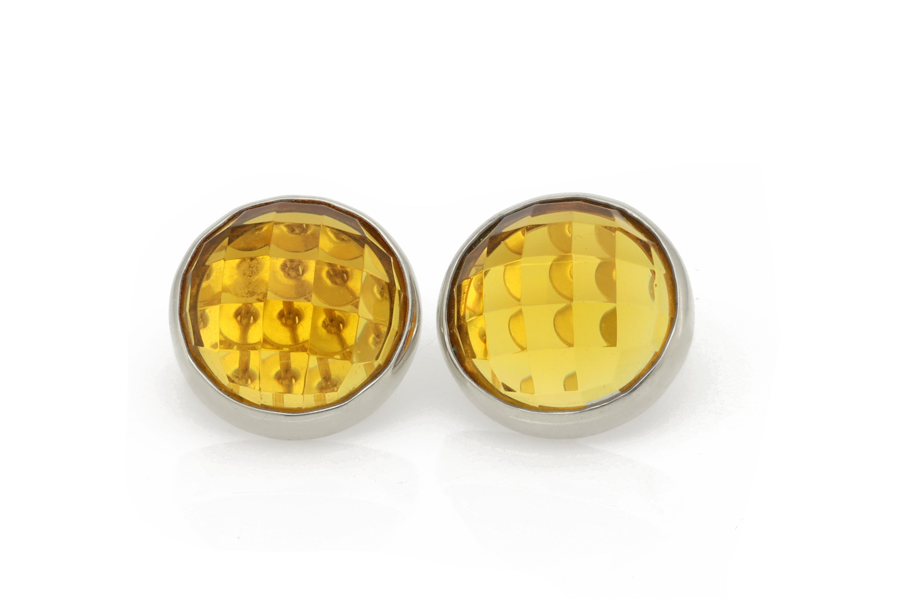 Big Bezel Set Citrine Statement Earrings in 14k Solid Gold Earrings Anemone Limited