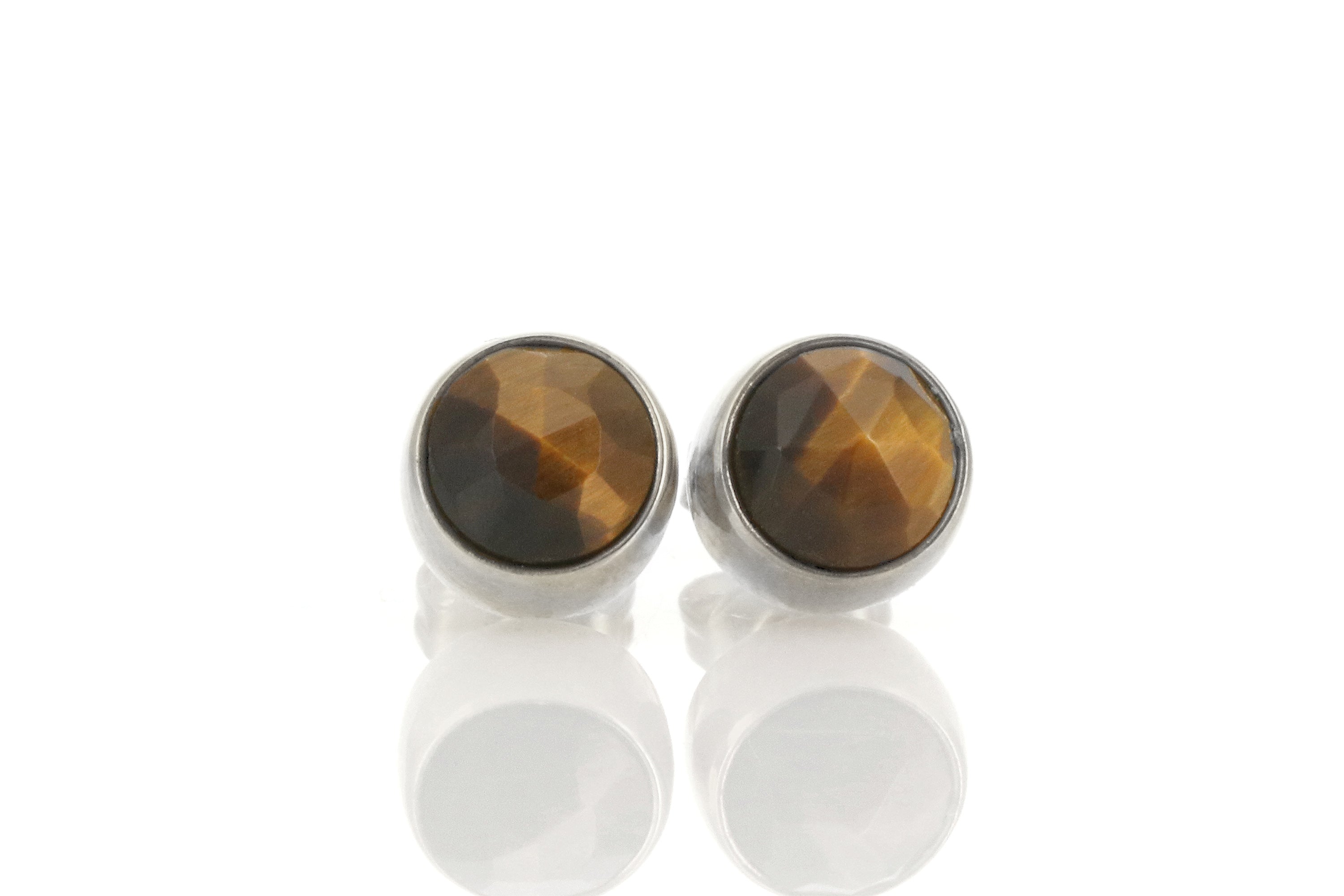 Stunning Silver Bezel Set Tiger Eye Earrings Earrings Anemone Limited